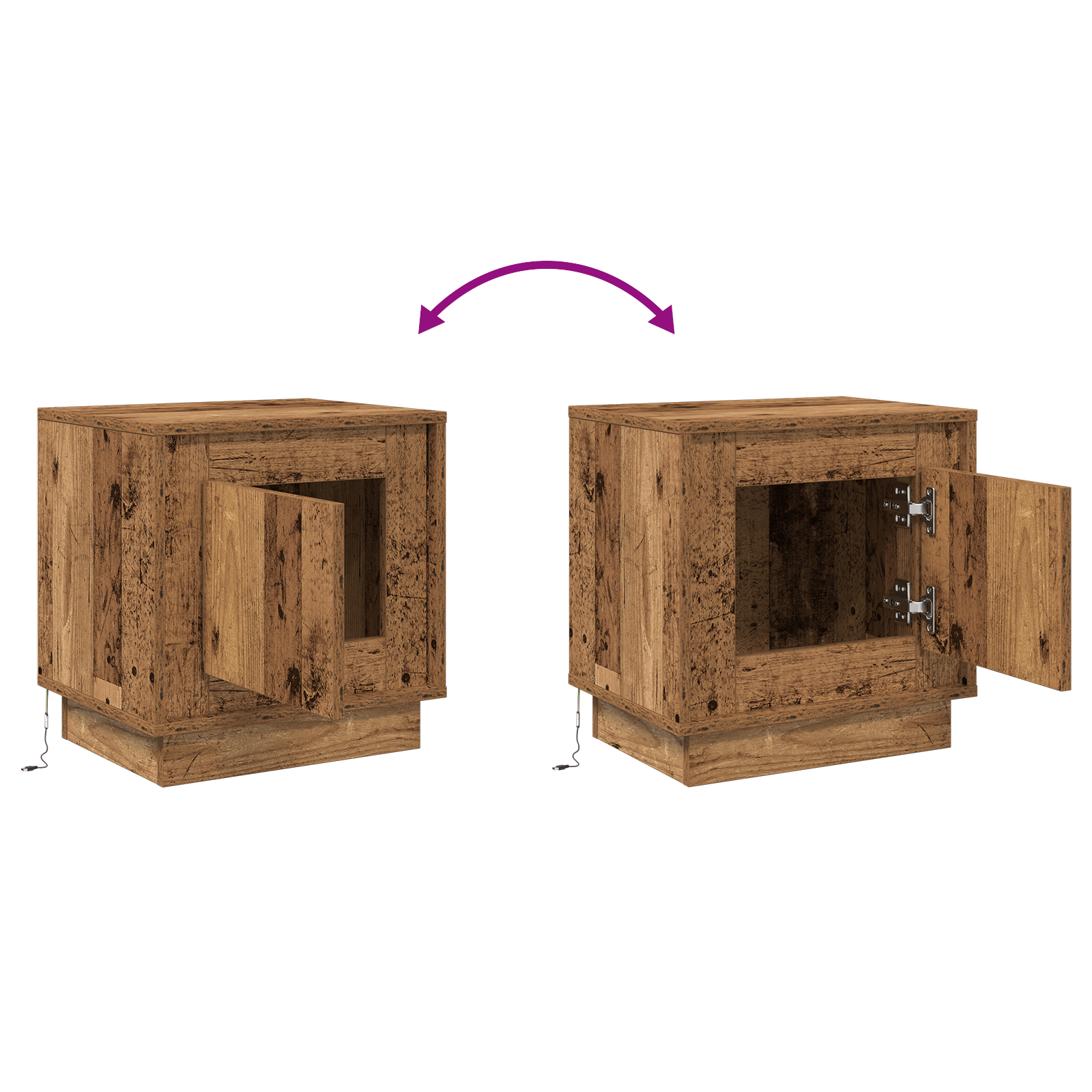 noptiera cu lumini LED Lemn vechi 44x34,5x45 cm — imaginea 12