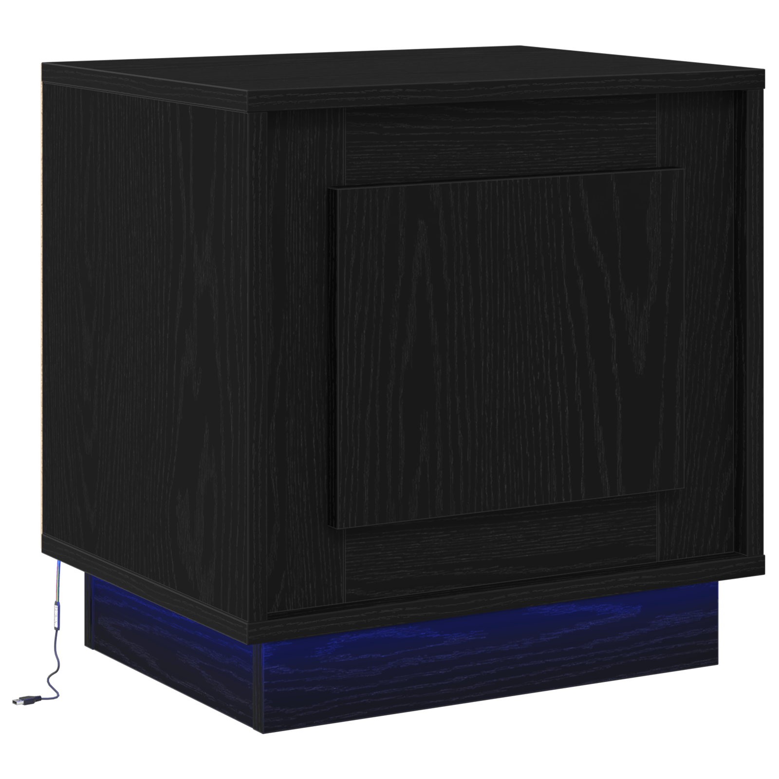 Noptiera cu Lumini LED Stejar Negru 44x34,5x45 cm — imaginea 2