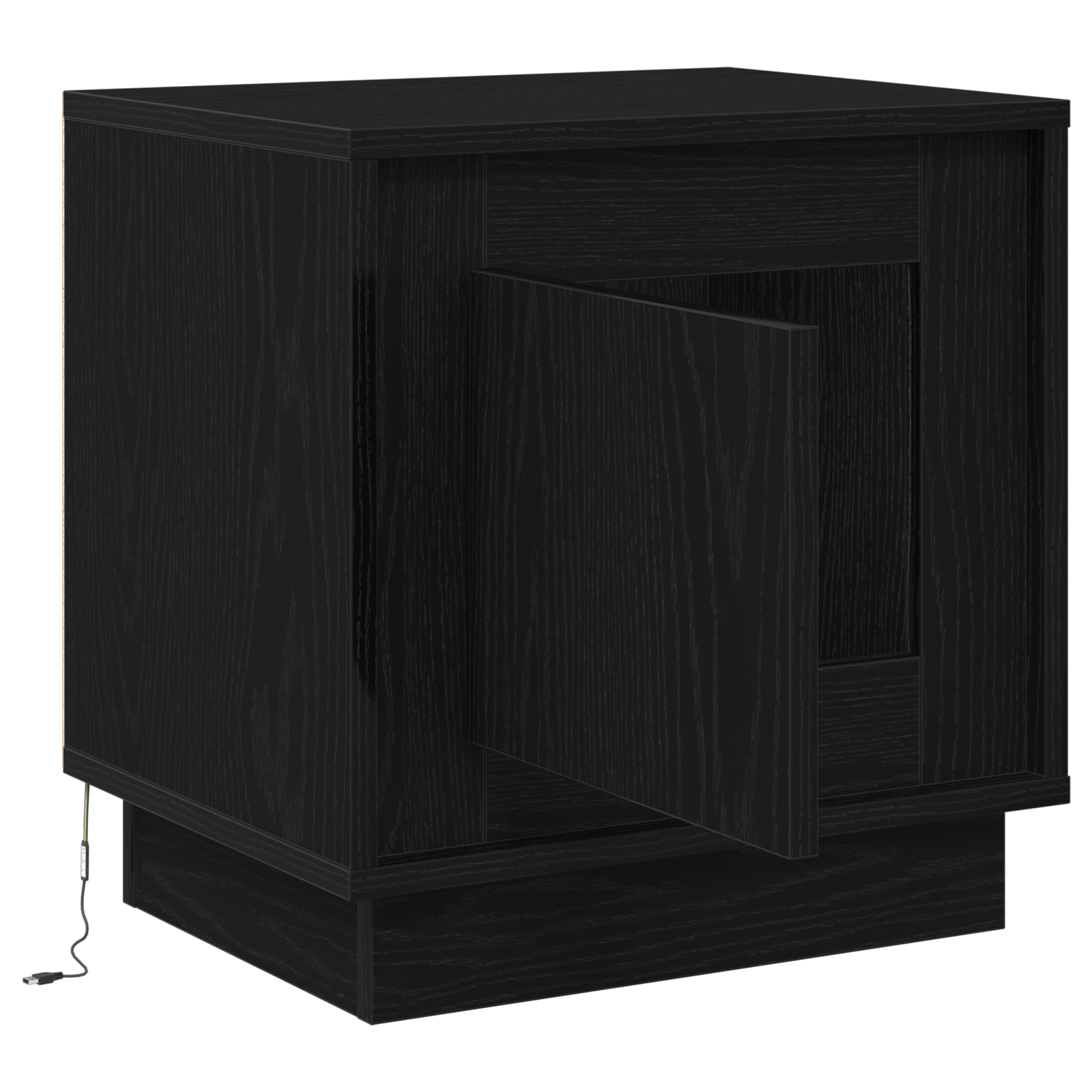 Noptiera cu Lumini LED Stejar Negru 44x34,5x45 cm — imaginea 5