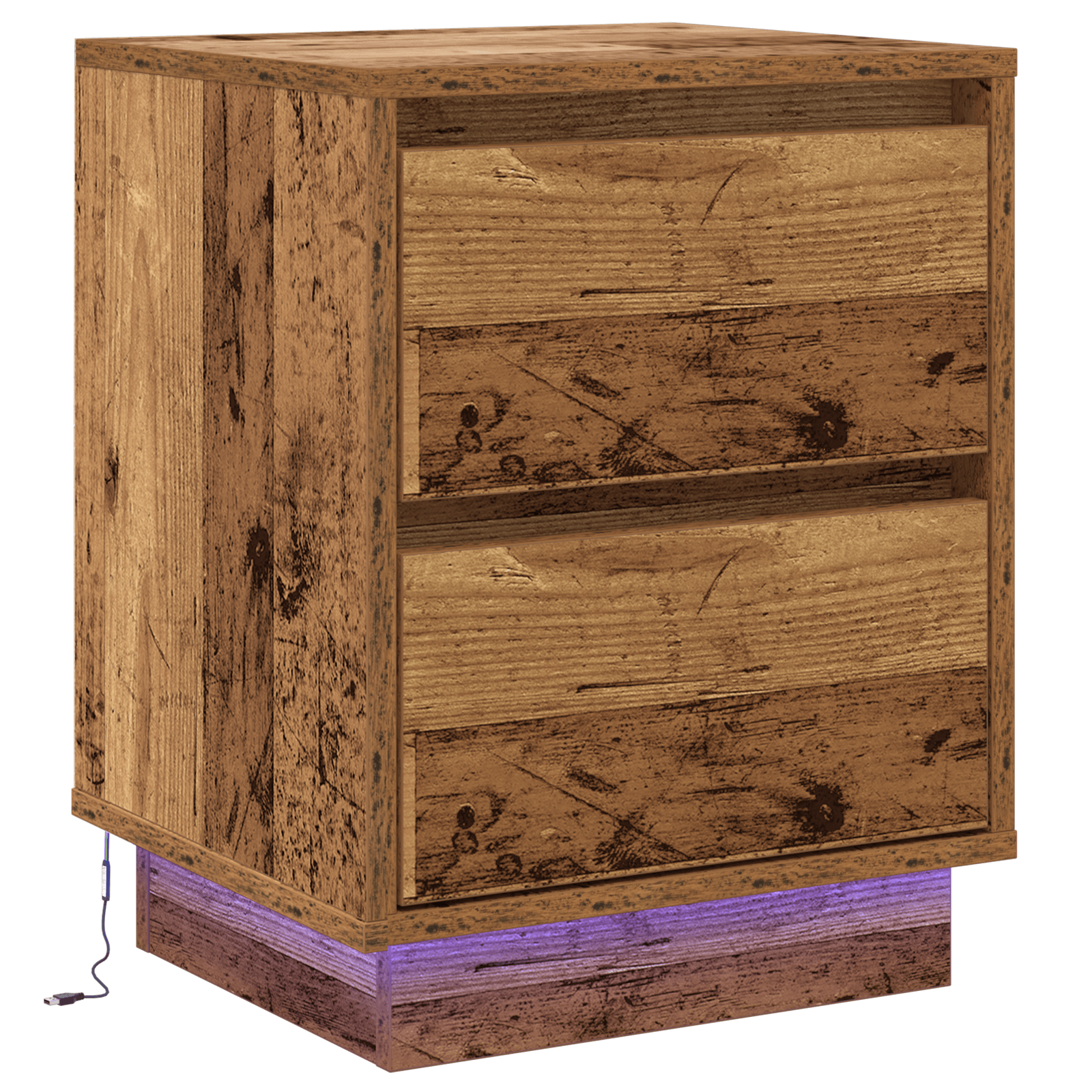 Noptiera cu LED-uri Lemn Vechi 39x34.5x50 cm — imaginea 2