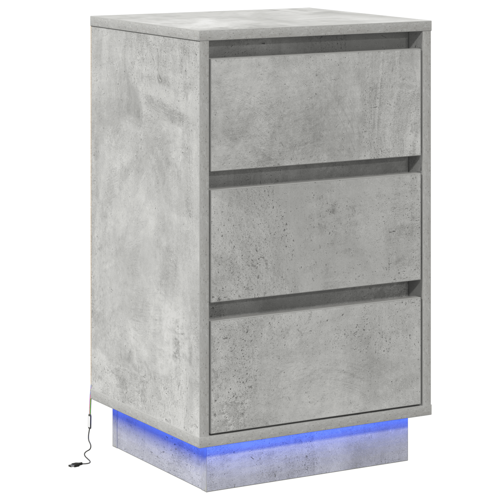 Noptiera cu Iluminare LED Gri Beton 39x34.5x65 cm Lemn Prelucrat — imaginea 2