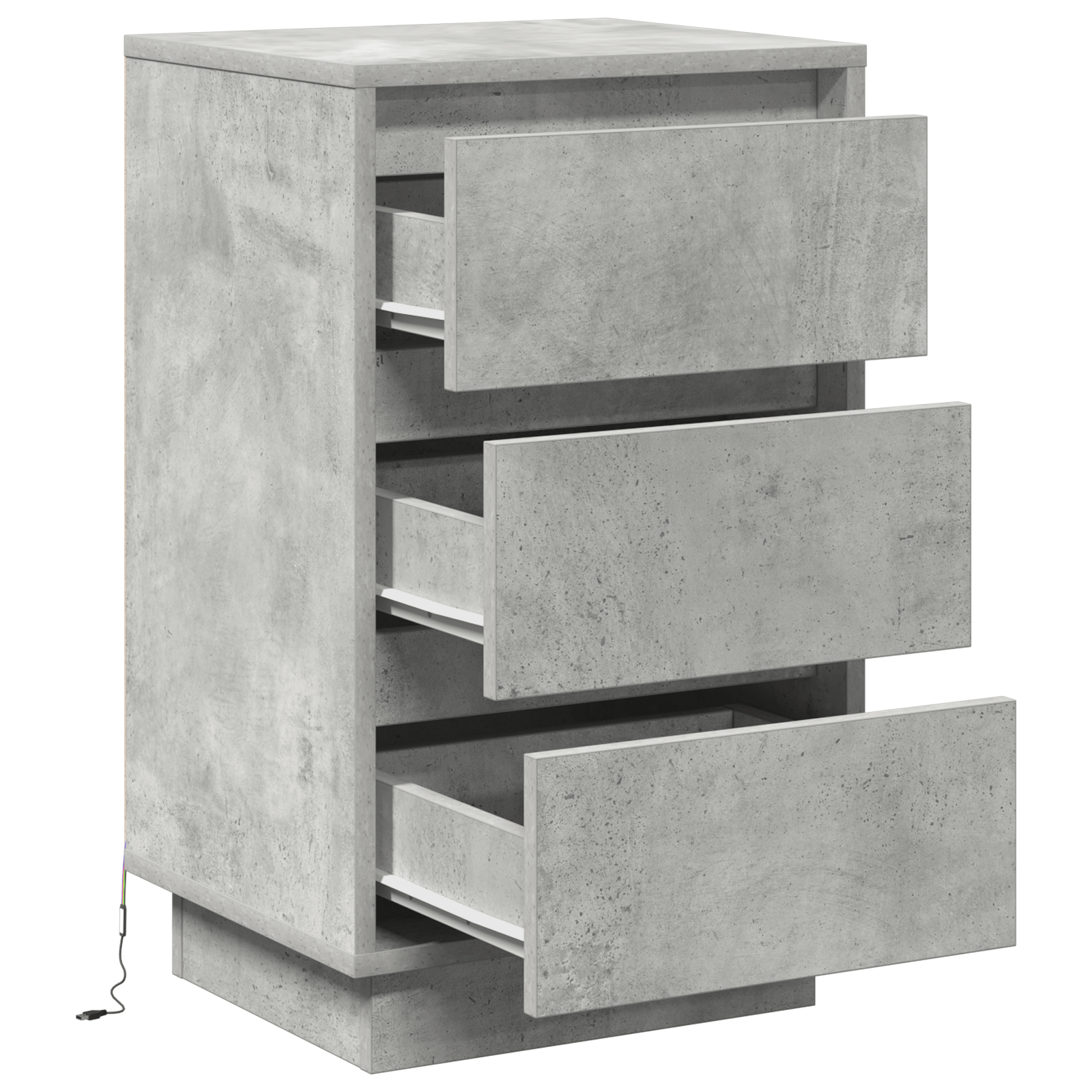 Noptiera cu Iluminare LED Gri Beton 39x34.5x65 cm Lemn Prelucrat — imaginea 5