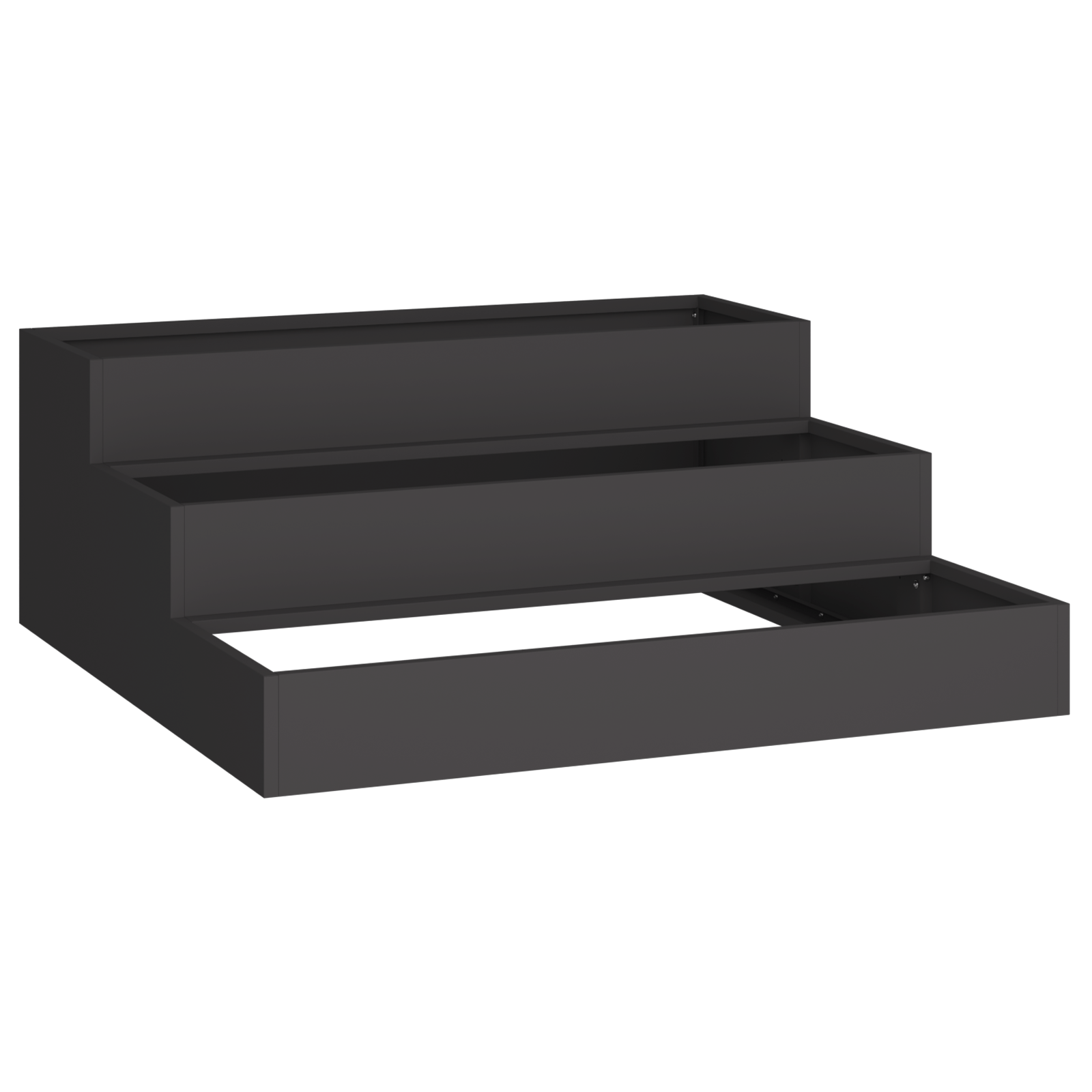 Ghivece pentru gradina 3-nivele 90x90x35 cm Otel Negru — imaginea 2