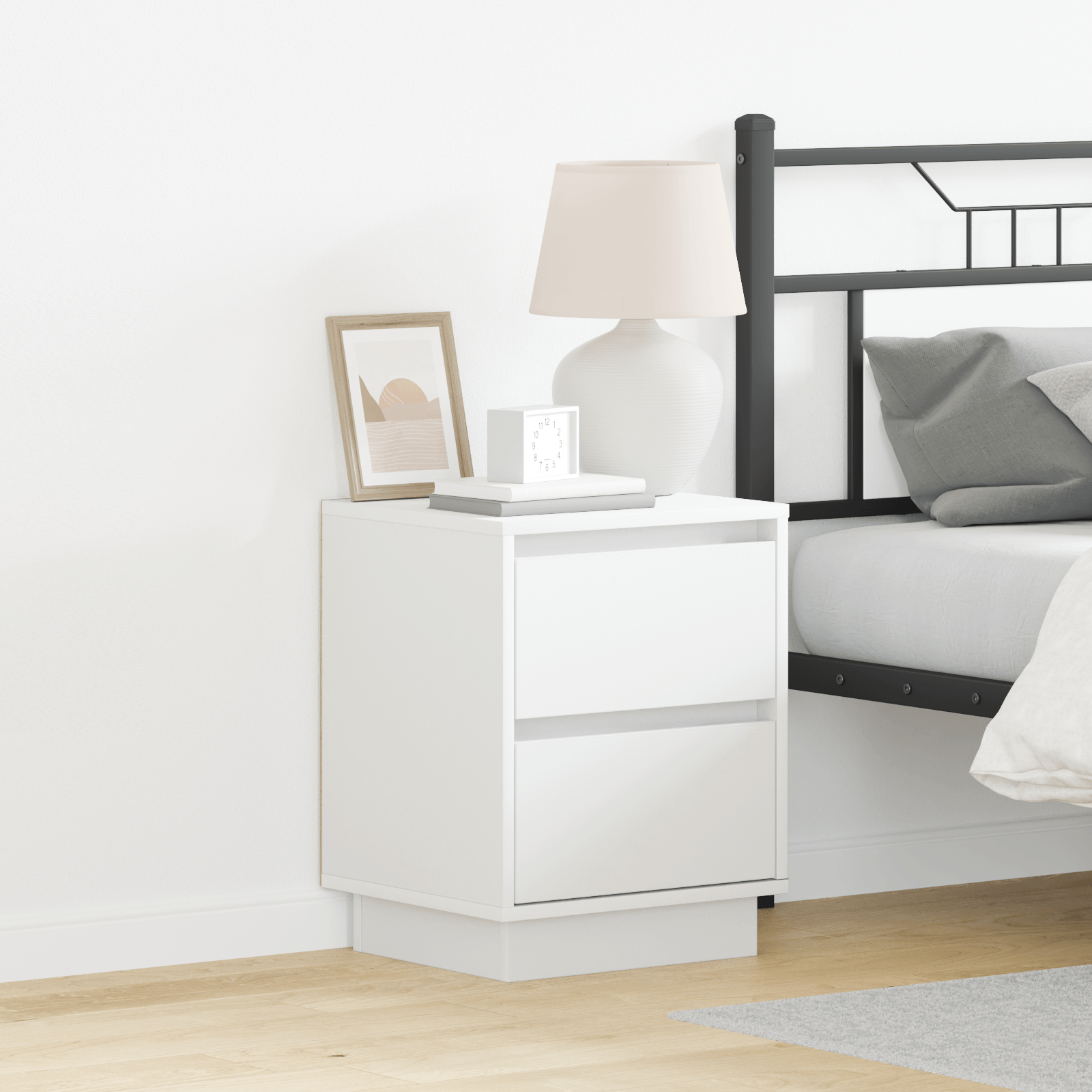 Noptiera cu LED alba 39x34.5x50 cm