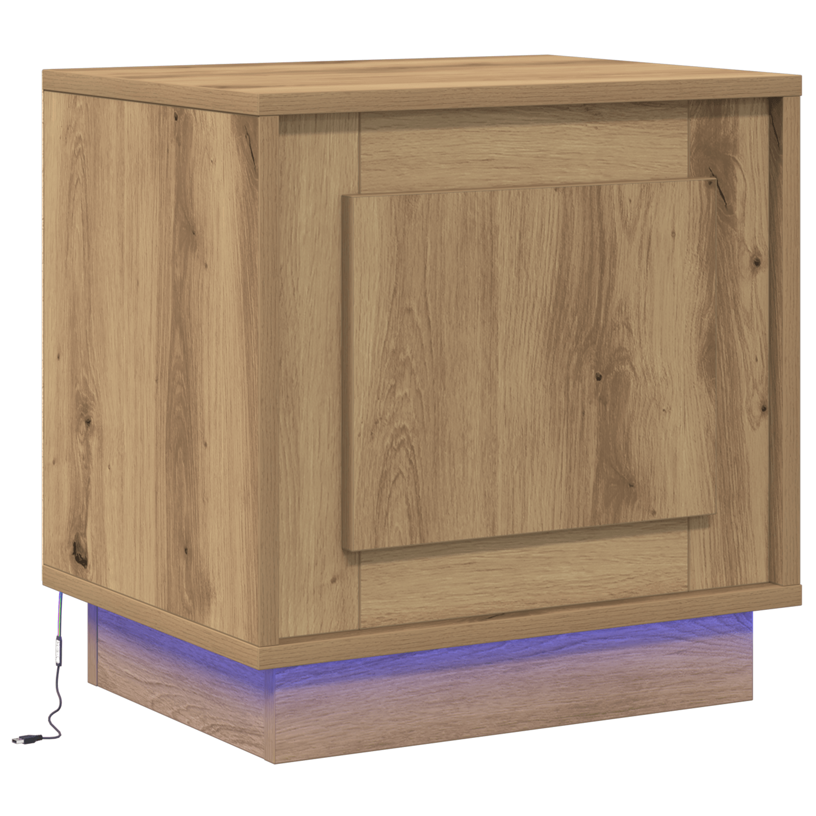 Noptiera cu Lumini LED Stejar Artisan 44x34,5x45 cm — imaginea 2