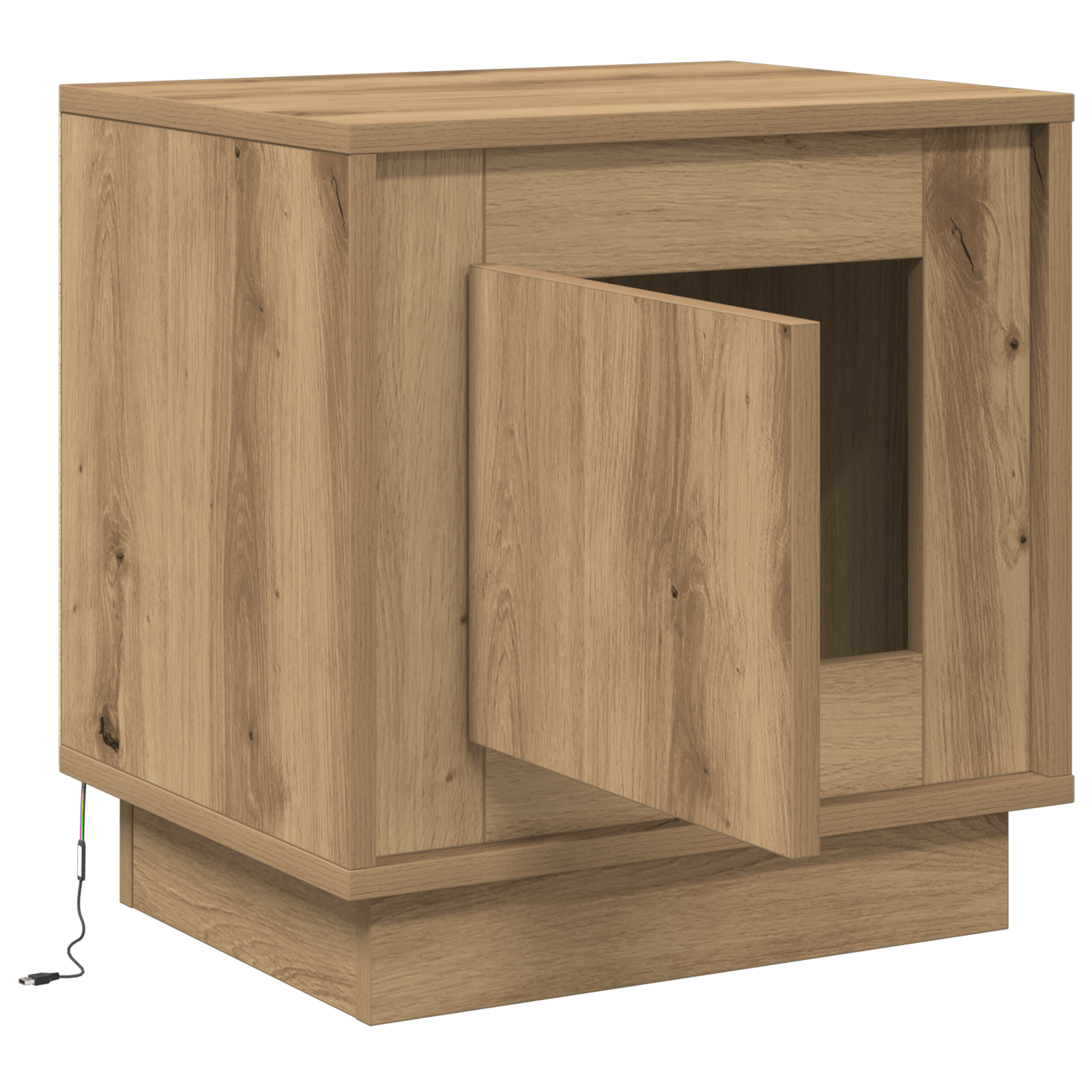 Noptiera cu Lumini LED Stejar Artisan 44x34,5x45 cm — imaginea 5