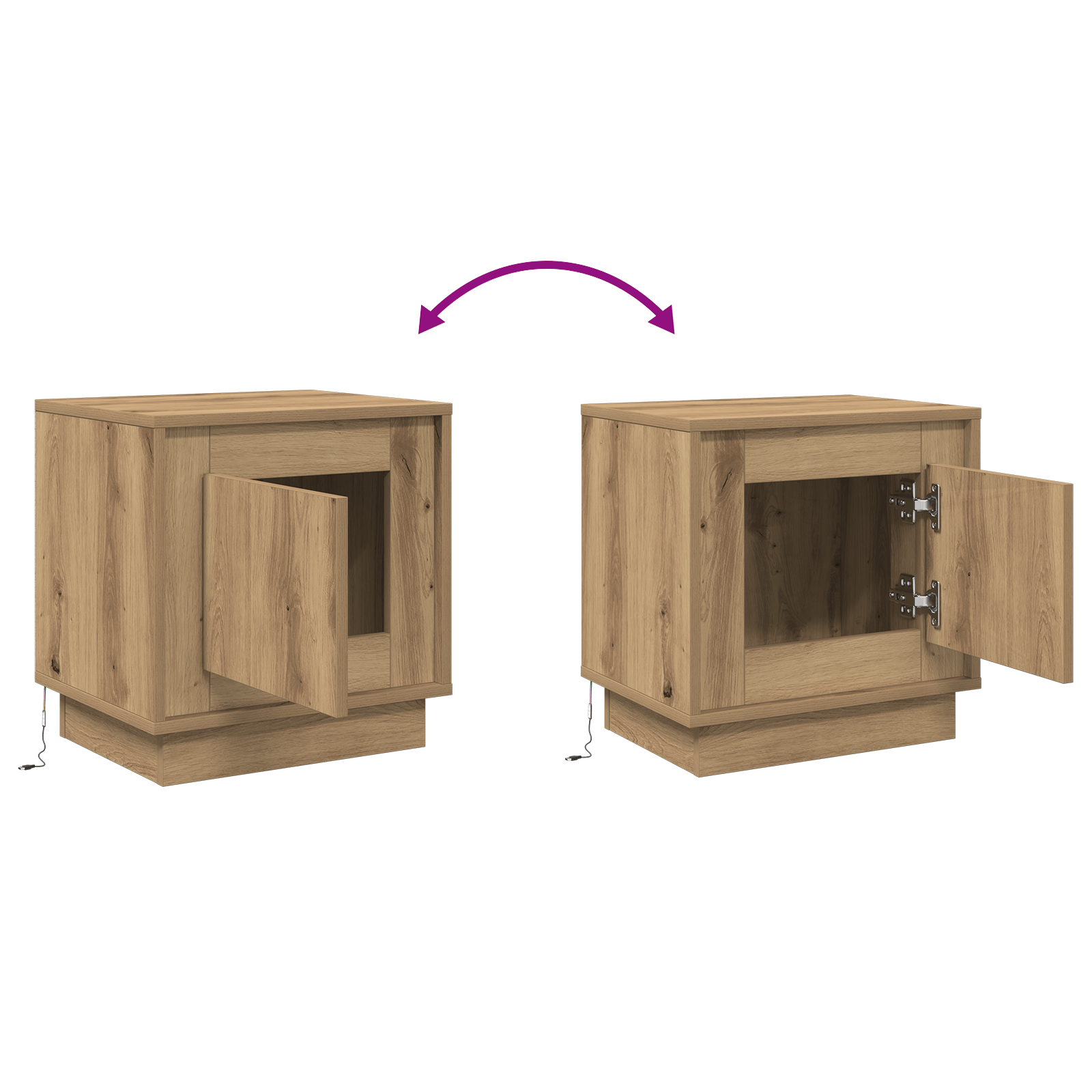 Noptiera cu Lumini LED Stejar Artisan 44x34,5x45 cm — imaginea 12