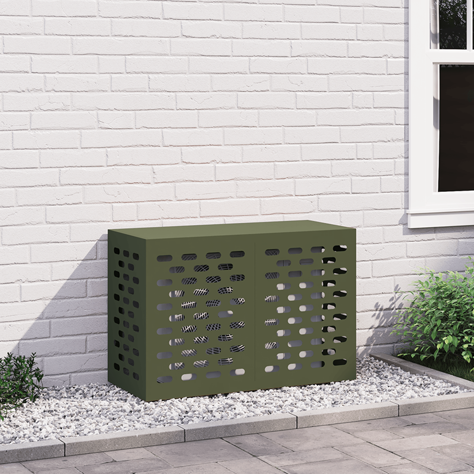 Husa pentru aer conditionat, oliv, 90x40x60 cm, otel