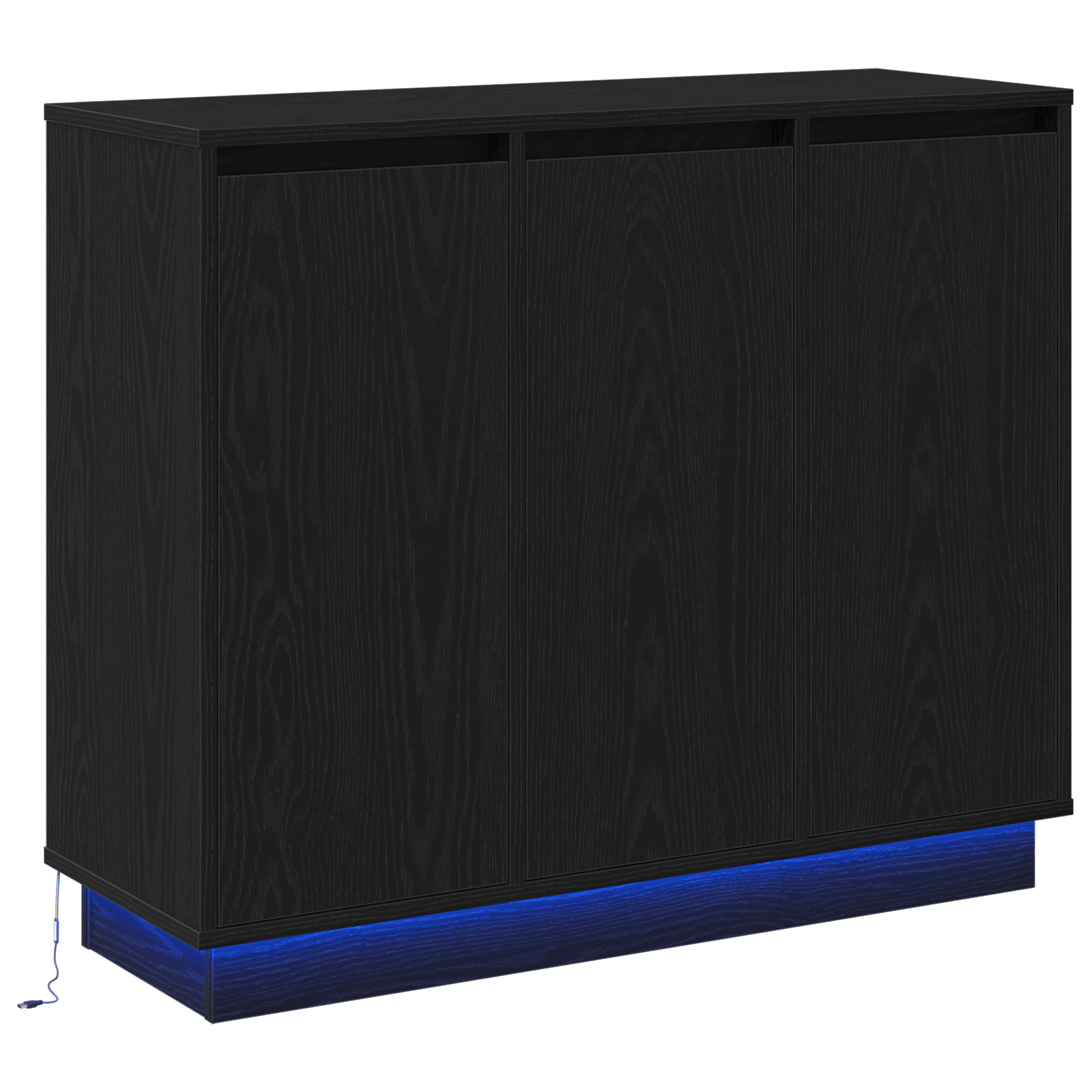Dulap cu LED, stejar negru, 90x32x75 cm, lemn prelucrat — imaginea 2