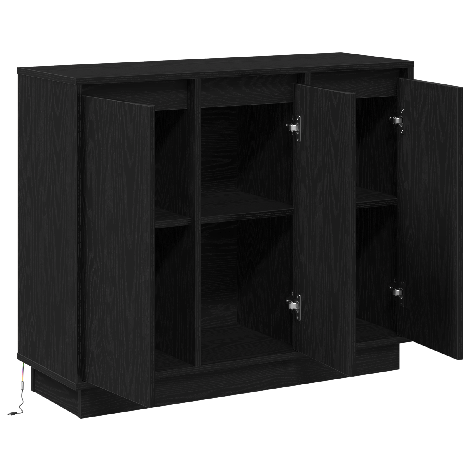 Dulap cu LED, stejar negru, 90x32x75 cm, lemn prelucrat — imaginea 6
