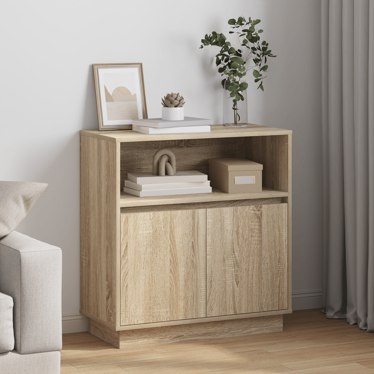Bufet cu LED Stejar Sonoma 71x34,5x75 cm Lemn compozit