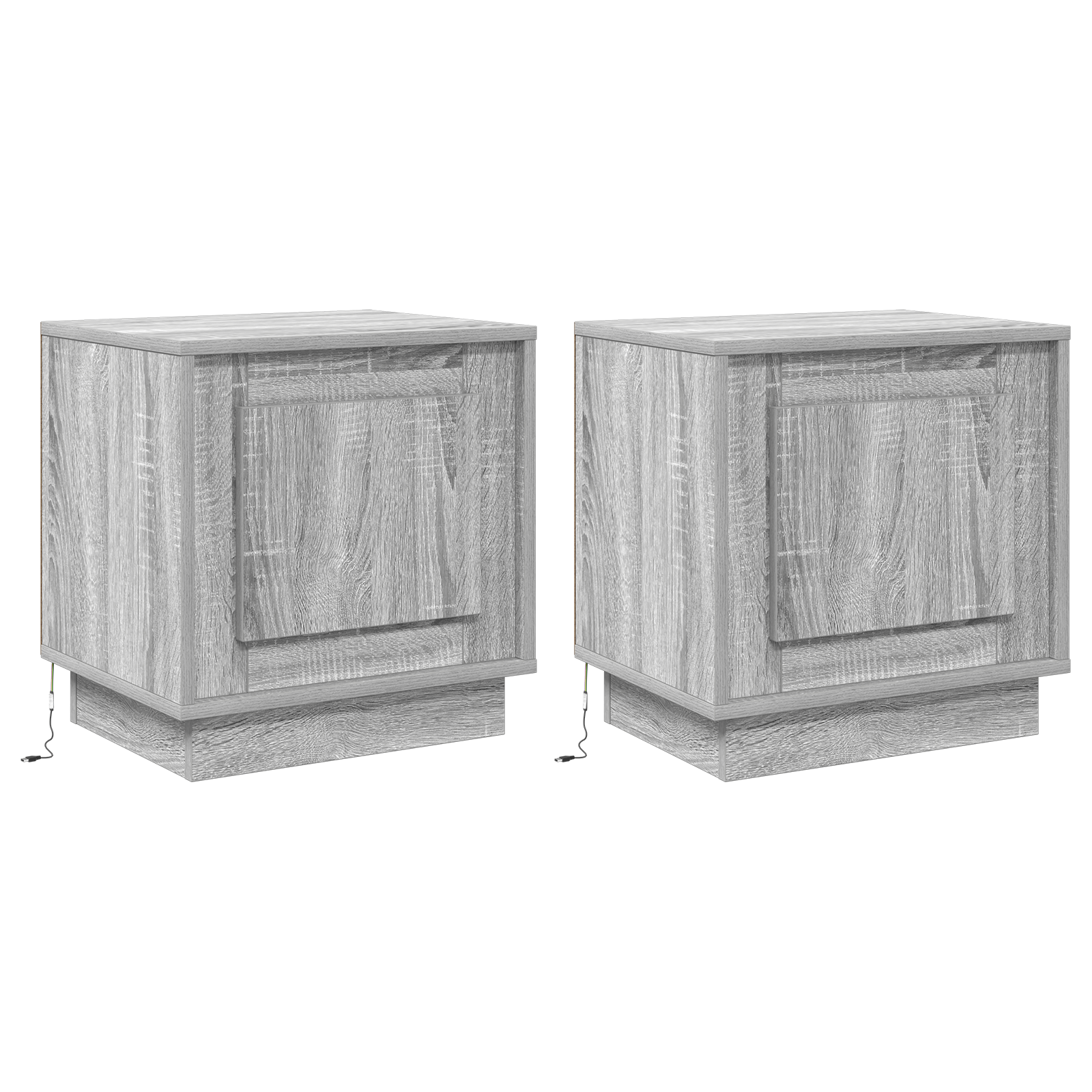 Noptiera cu lumini LED 2 buc Gri Sonoma 44x34,5x45 cm — imaginea 2