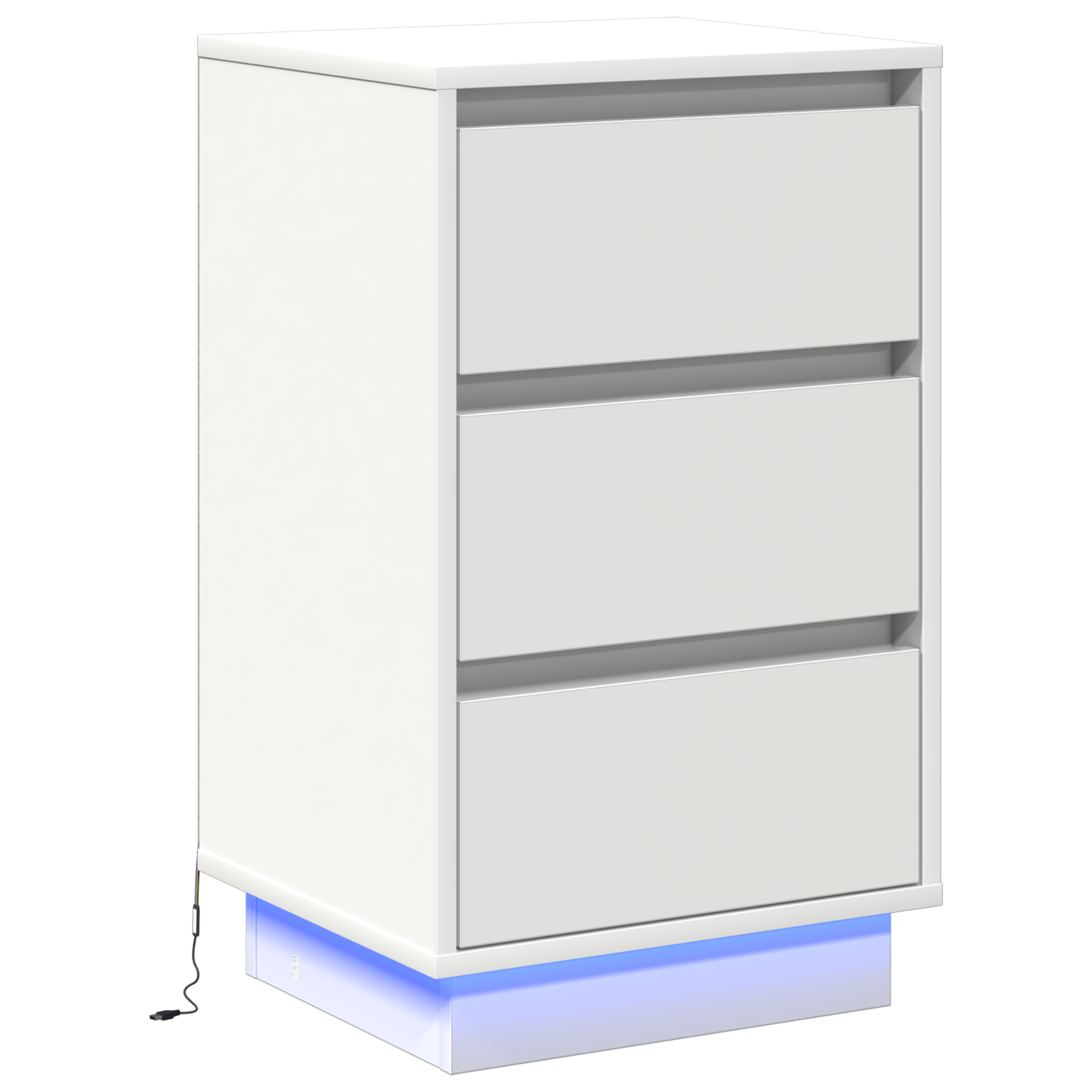 Noptiera cu LED Alb 39x34.5x65 cm Lemn prelucrat — imaginea 2
