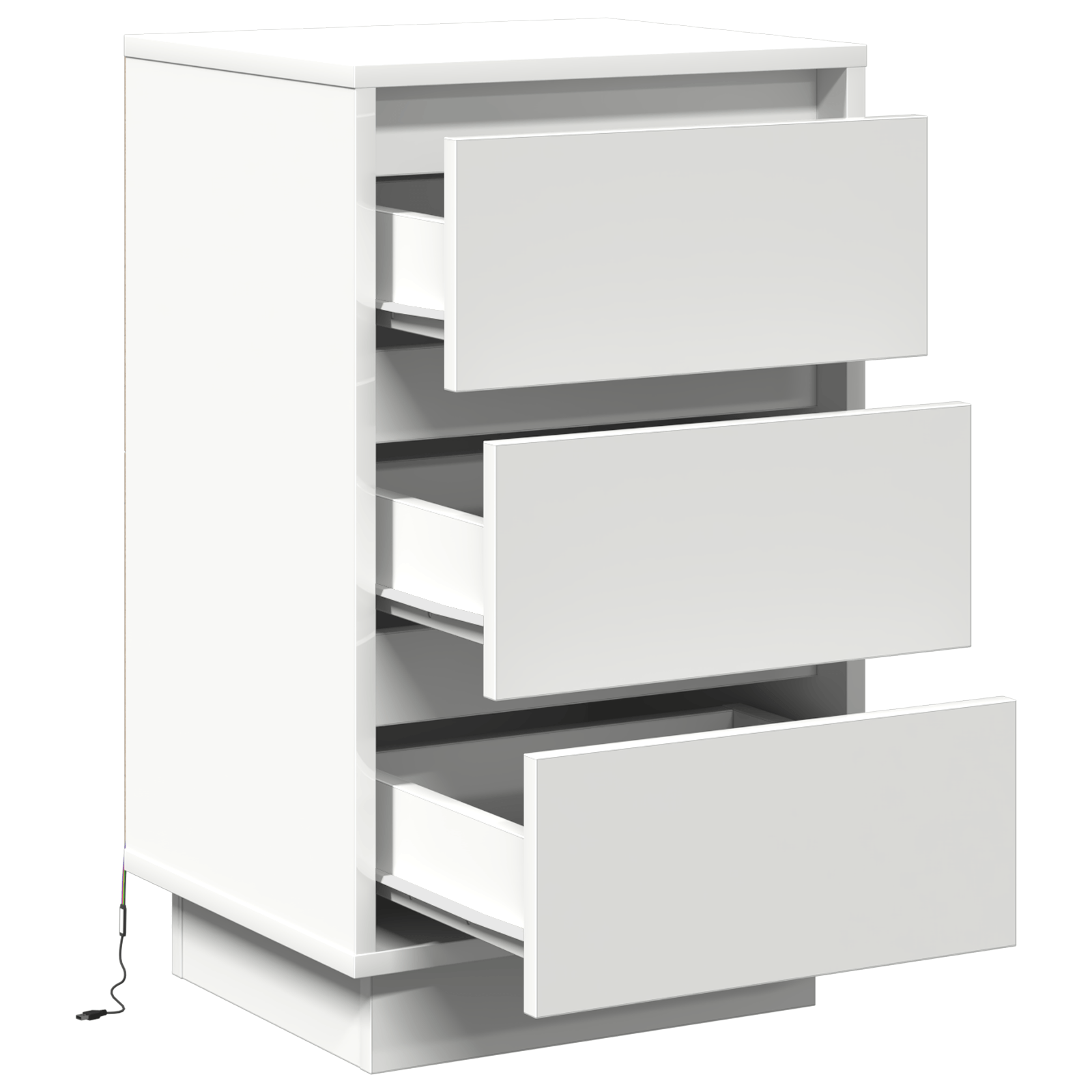 Noptiera cu LED Alb 39x34.5x65 cm Lemn prelucrat — imaginea 5