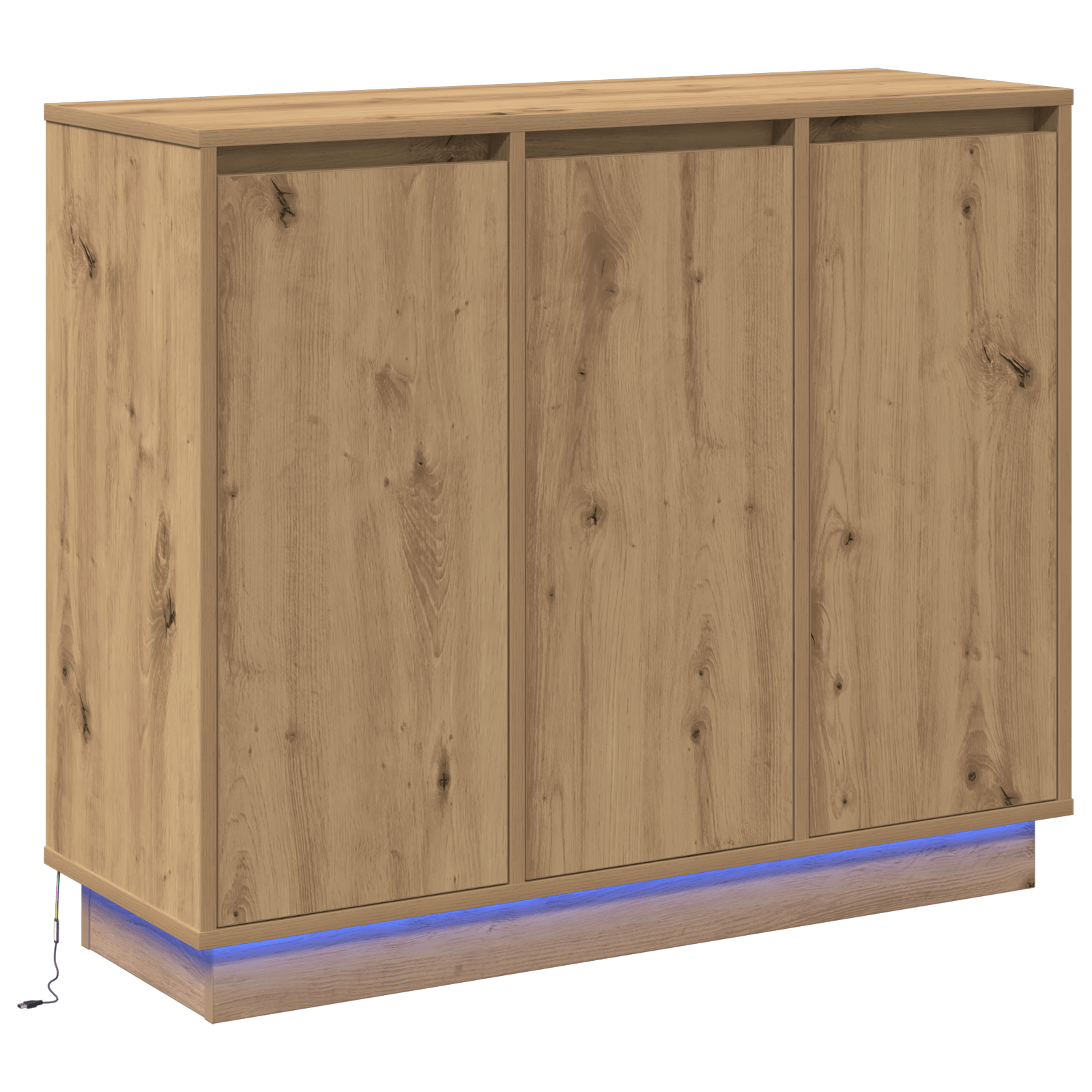 Dulap cu LED, stejar artizanal, 90x32x75 cm, lemn prelucrat — imaginea 2