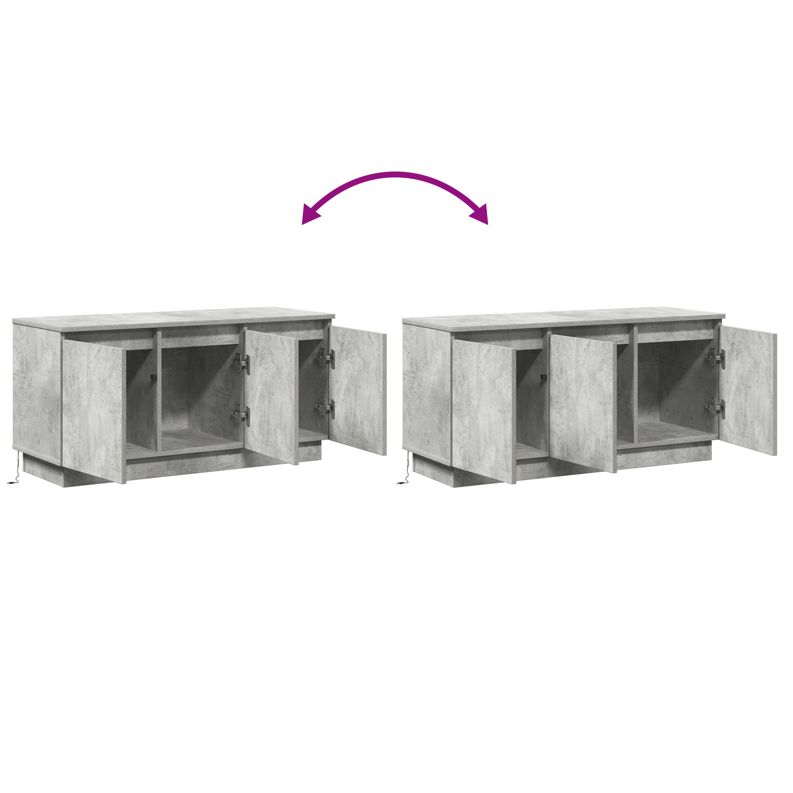 Dulap TV Gri Beton 100x38x49 cm Lemn ingineresc — imaginea 13