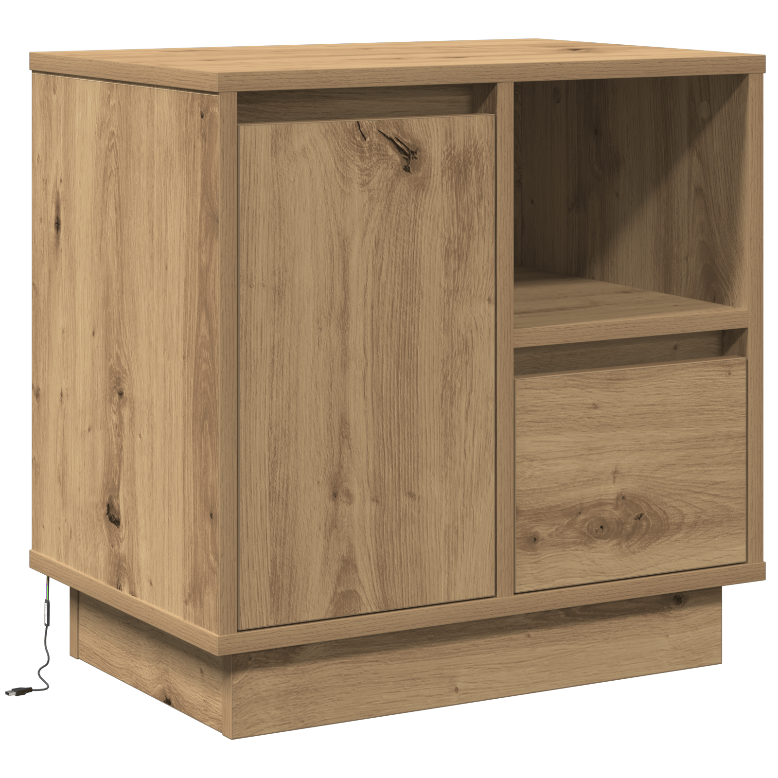 noptiere cu LED din stejar artisan 50x34,5x50 cm