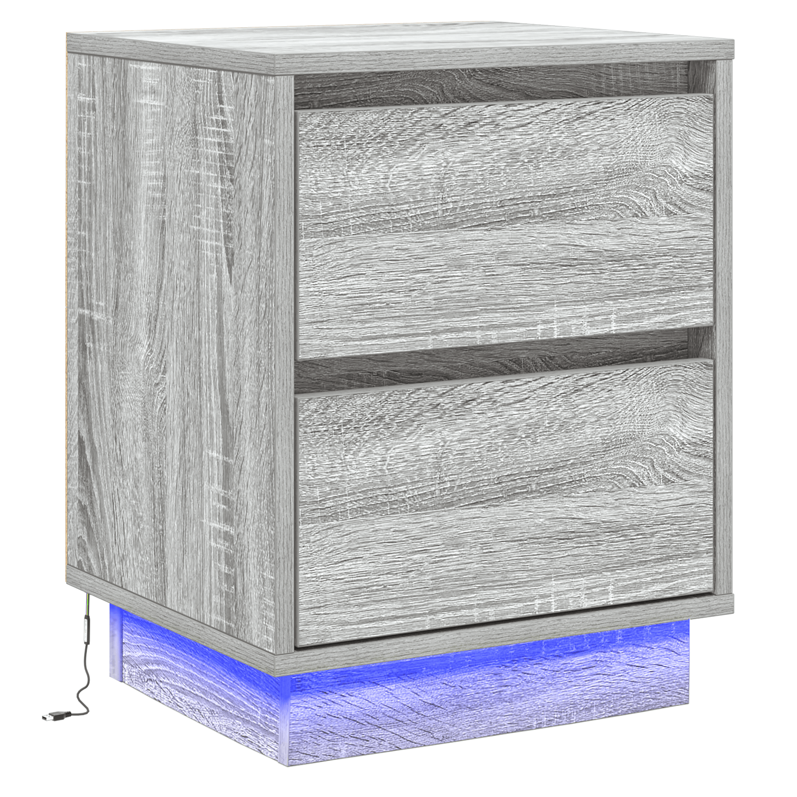 Cabinet de noptiera cu lumini LED Gri Sonoma 39x34,5x50 cm — imaginea 2