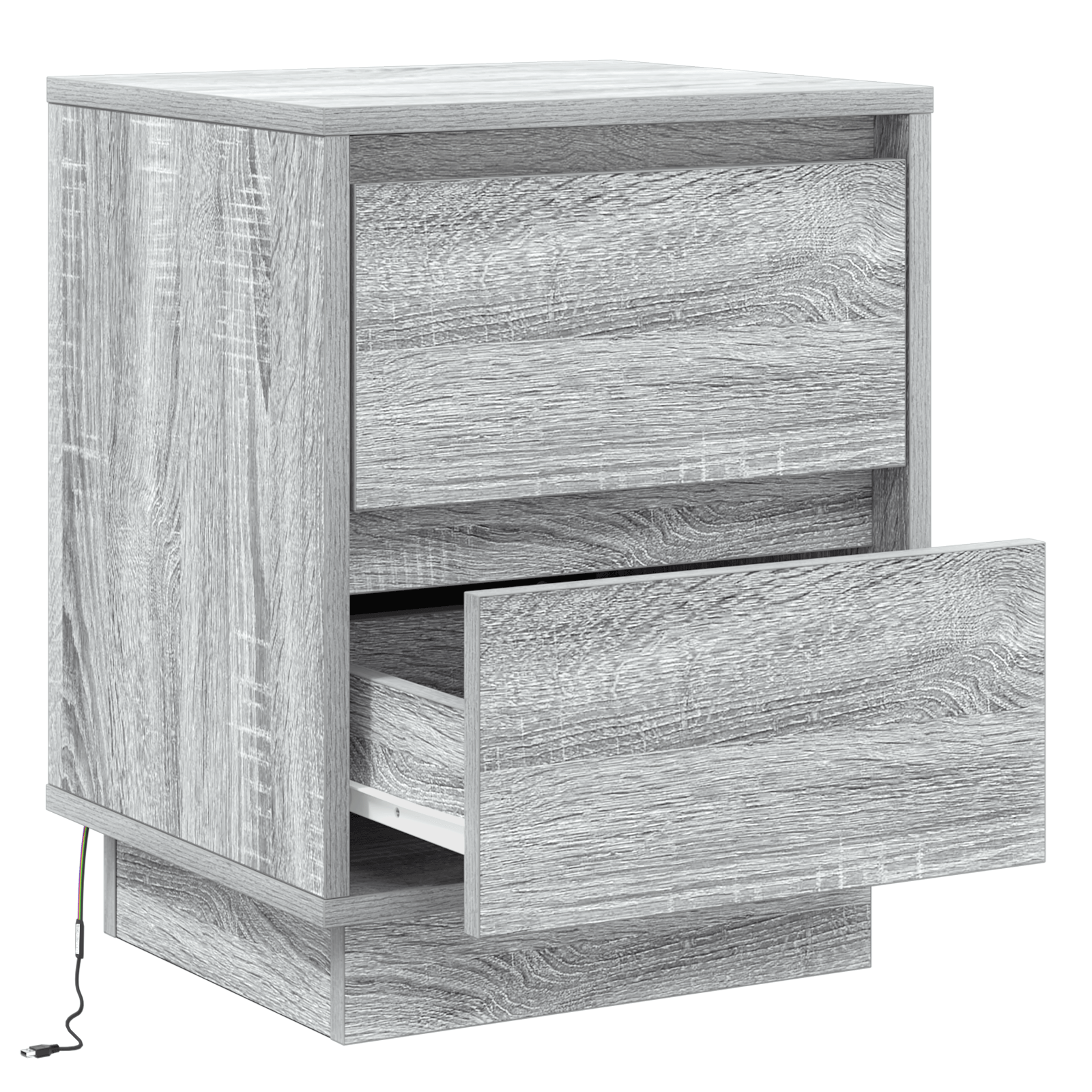 Cabinet de noptiera cu lumini LED Gri Sonoma 39x34,5x50 cm — imaginea 5