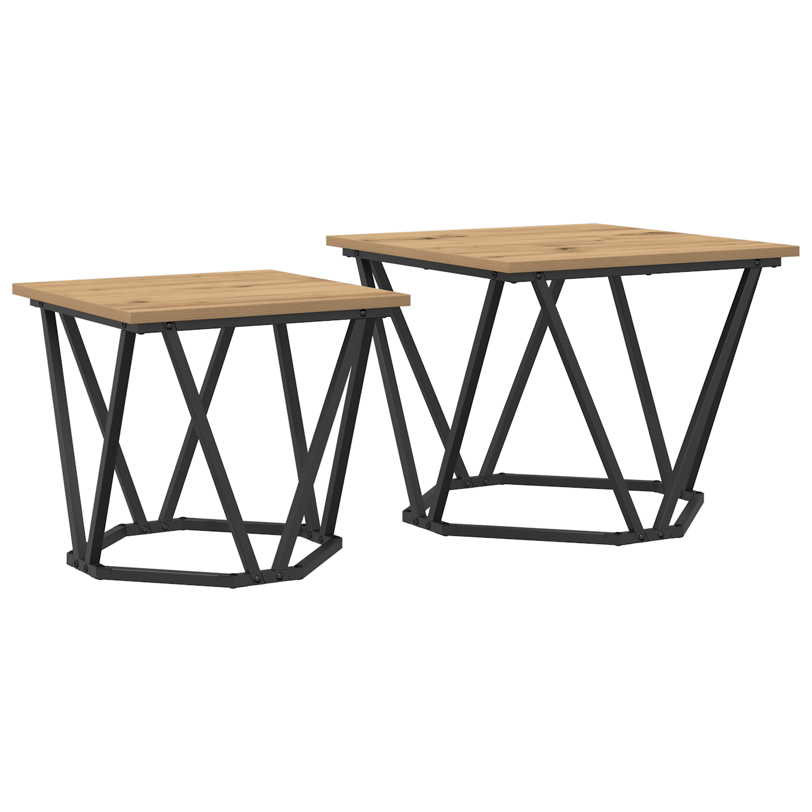 Set de 2 masute de cafea din lemn de stejar ingineresc — imaginea 2