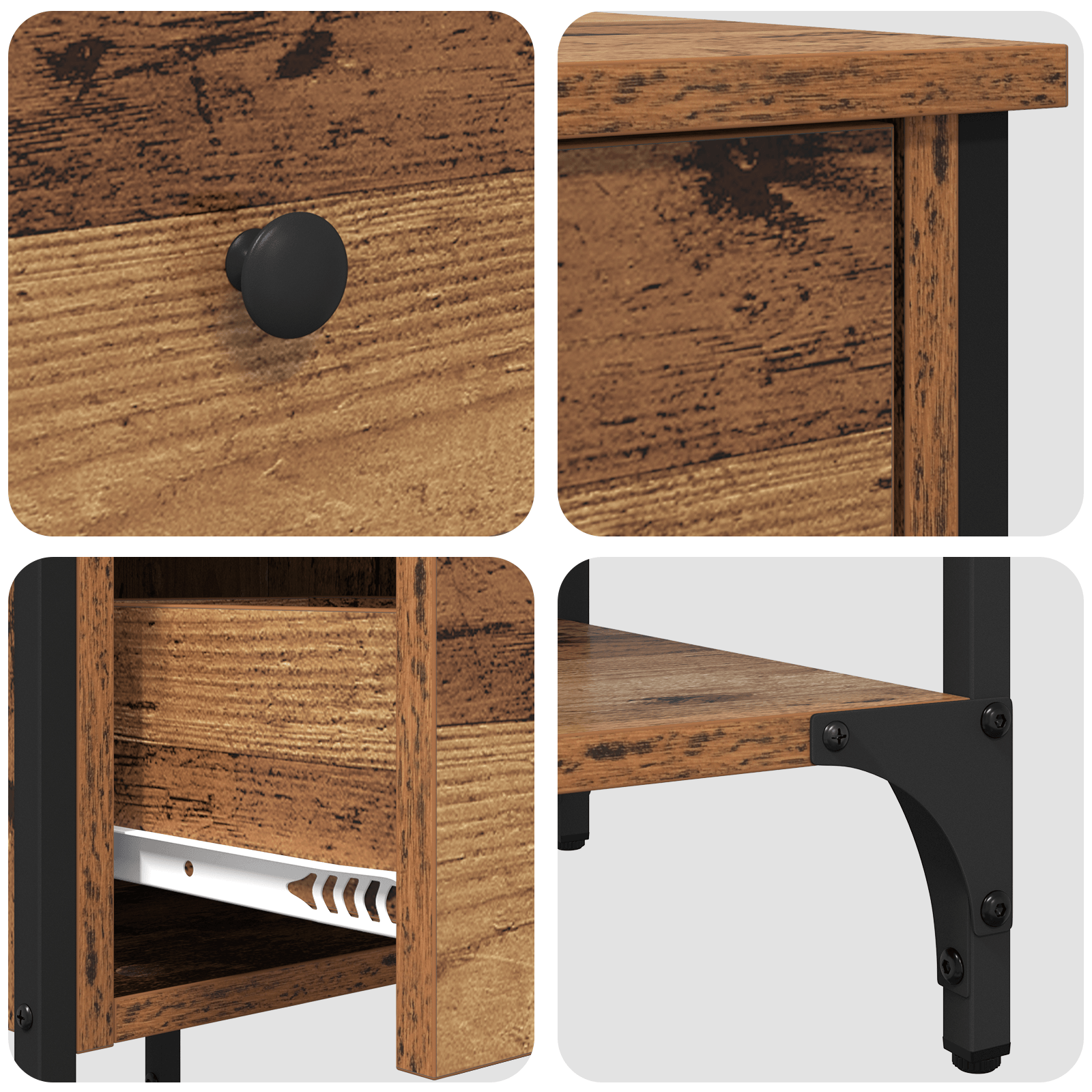Noptiere 2 buc Lemn Vechi 34x36x70 cm Lemn Ingineresc — imaginea 10