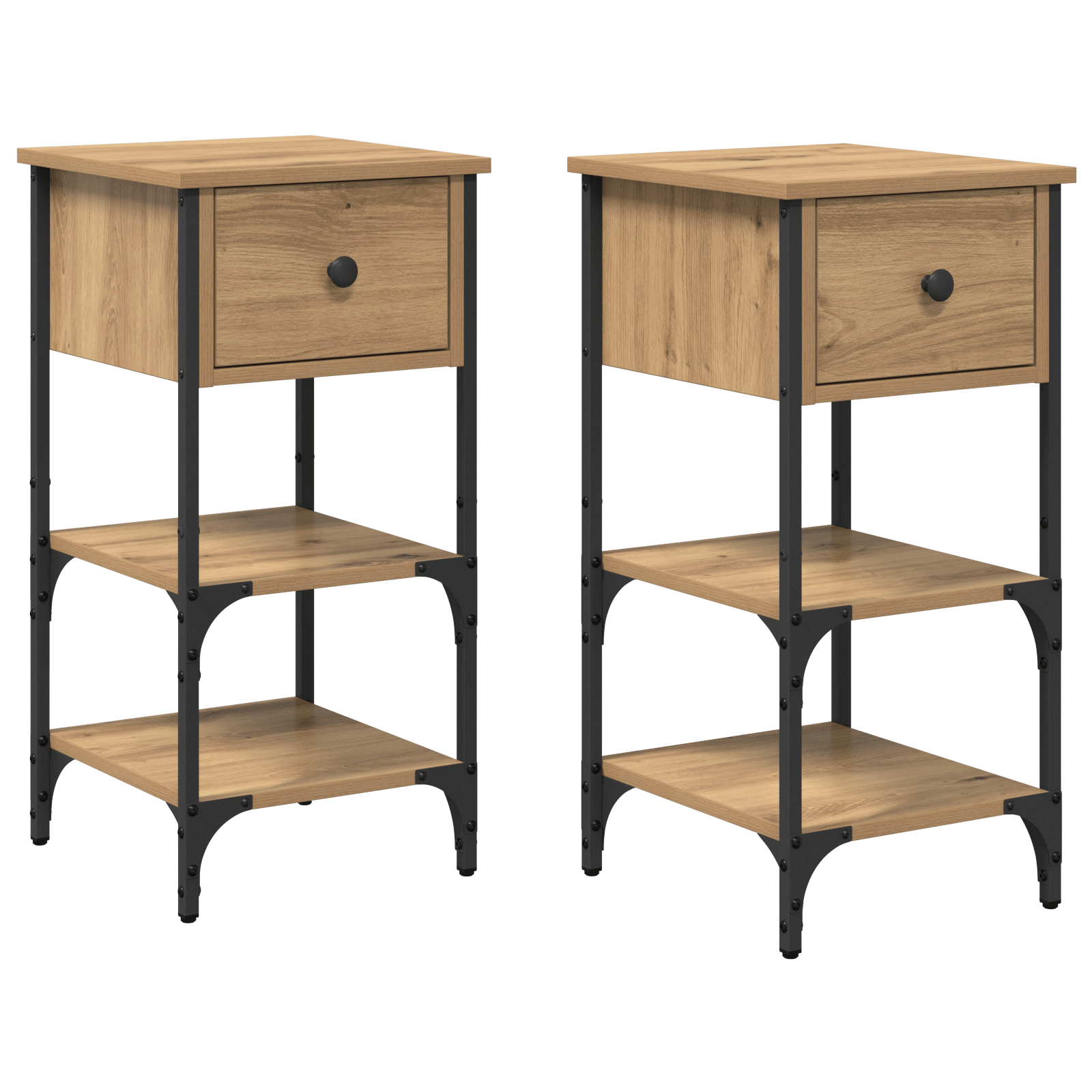 Cabi netele de noptiera 2 bucati Stejar artizanal 34x36x70 cm Lemn compus — imaginea 2