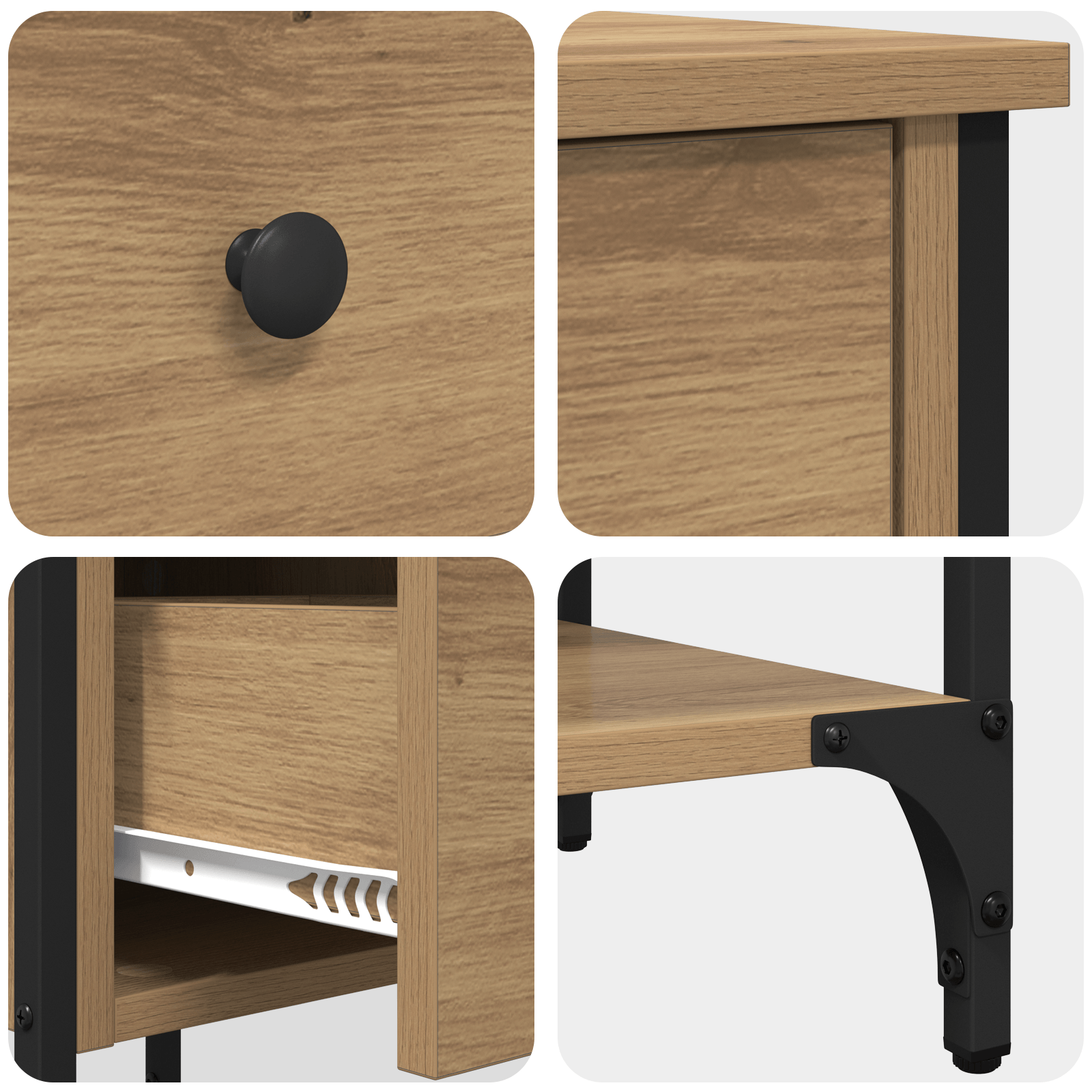 Cabi netele de noptiera 2 bucati Stejar artizanal 34x36x70 cm Lemn compus — imaginea 10