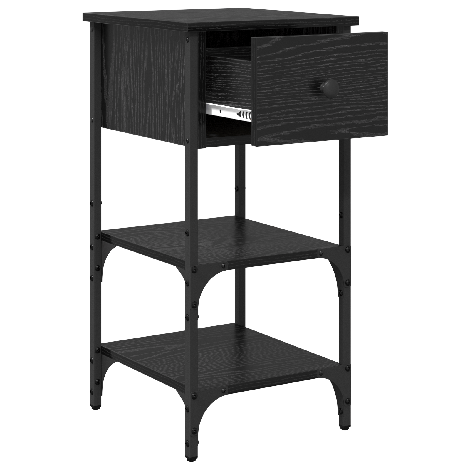 Noptiera Stejar Negru 34x36x70 cm Lemn Prelucrat — imaginea 5