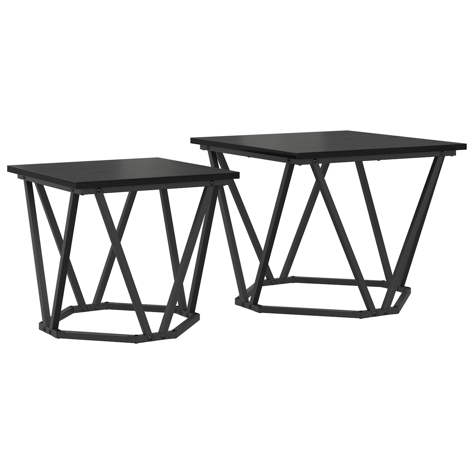 Mese Laterale 2 buc Negru Stejar Compus — imaginea 2