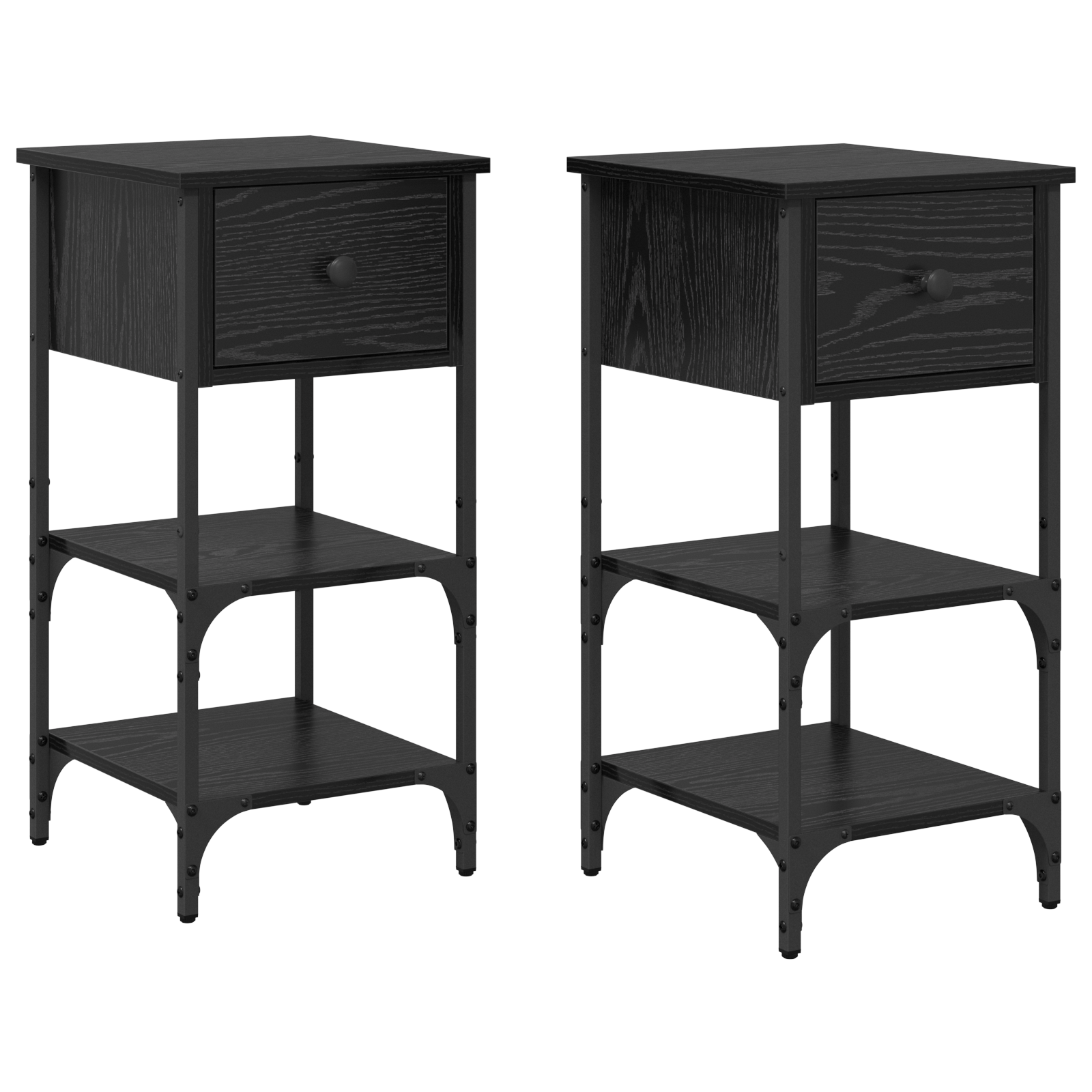 Noptieri 2 buc Stejar negru 34x36x70 cm Lemn prelucrat — imaginea 2