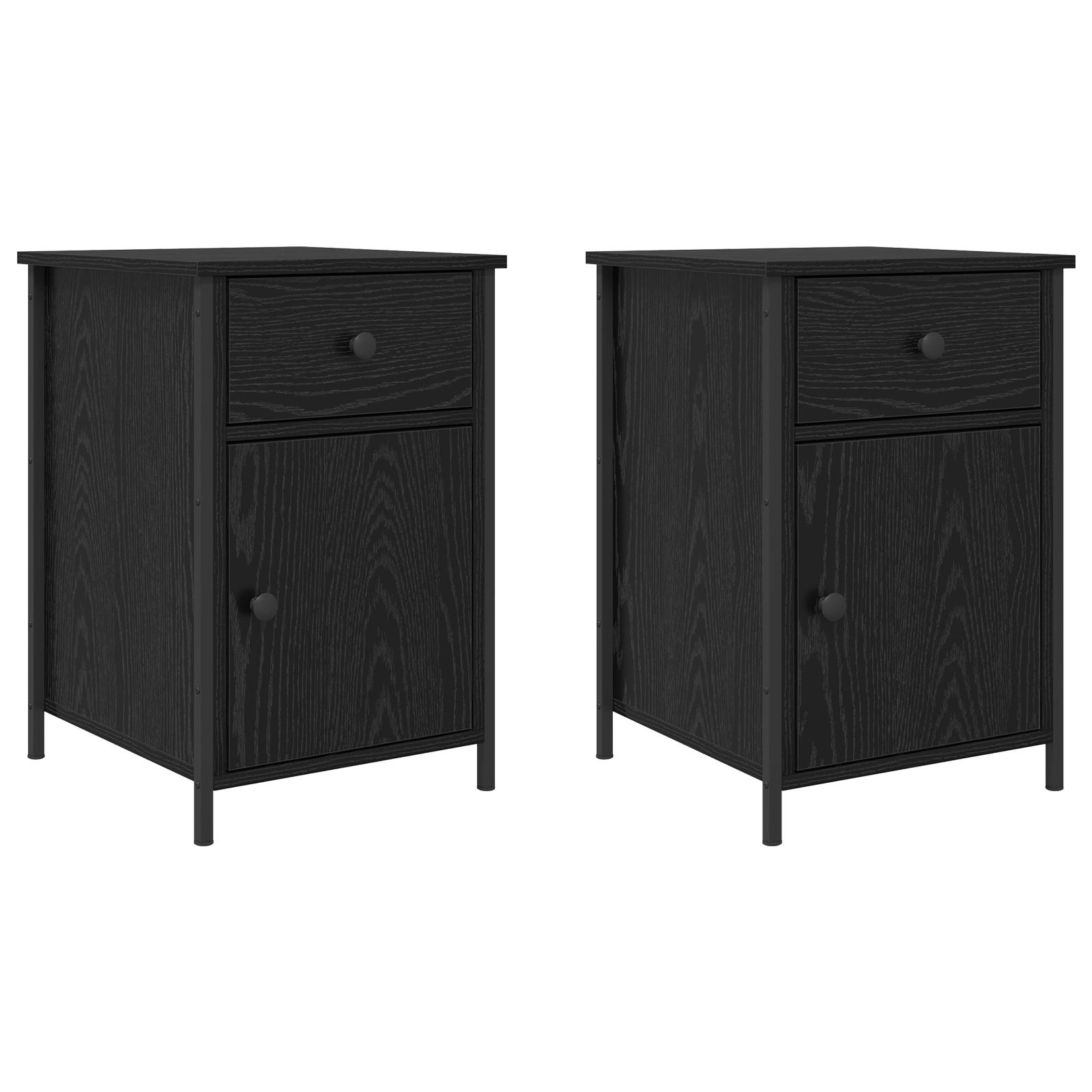 Noptiere 2 pcs Stejar Negru 40x42x60 cm Lemn prelucrat — imaginea 2
