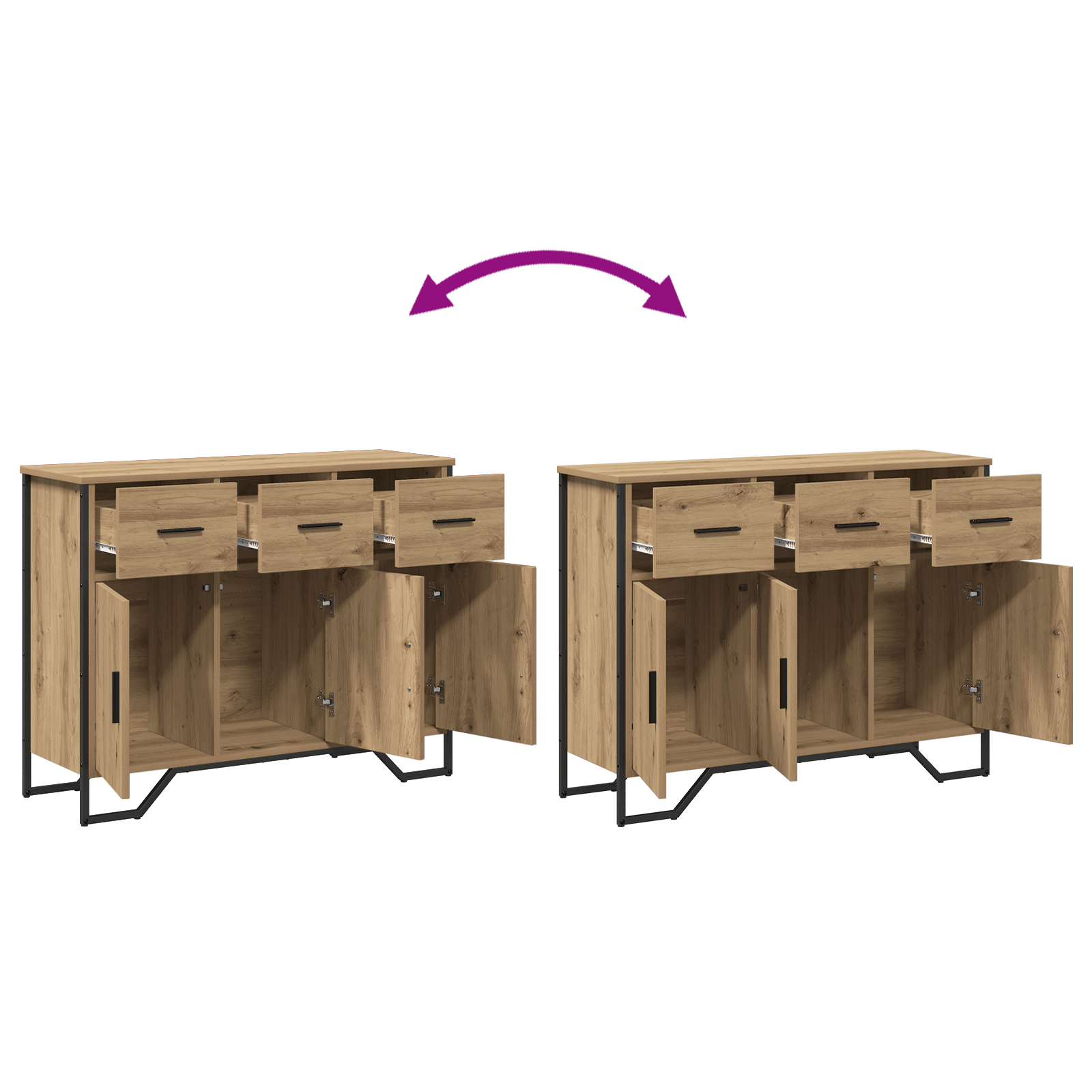 Bufet Artisan Oak 97x32.5x74.5 cm Lemn prelucrat — imaginea 10
