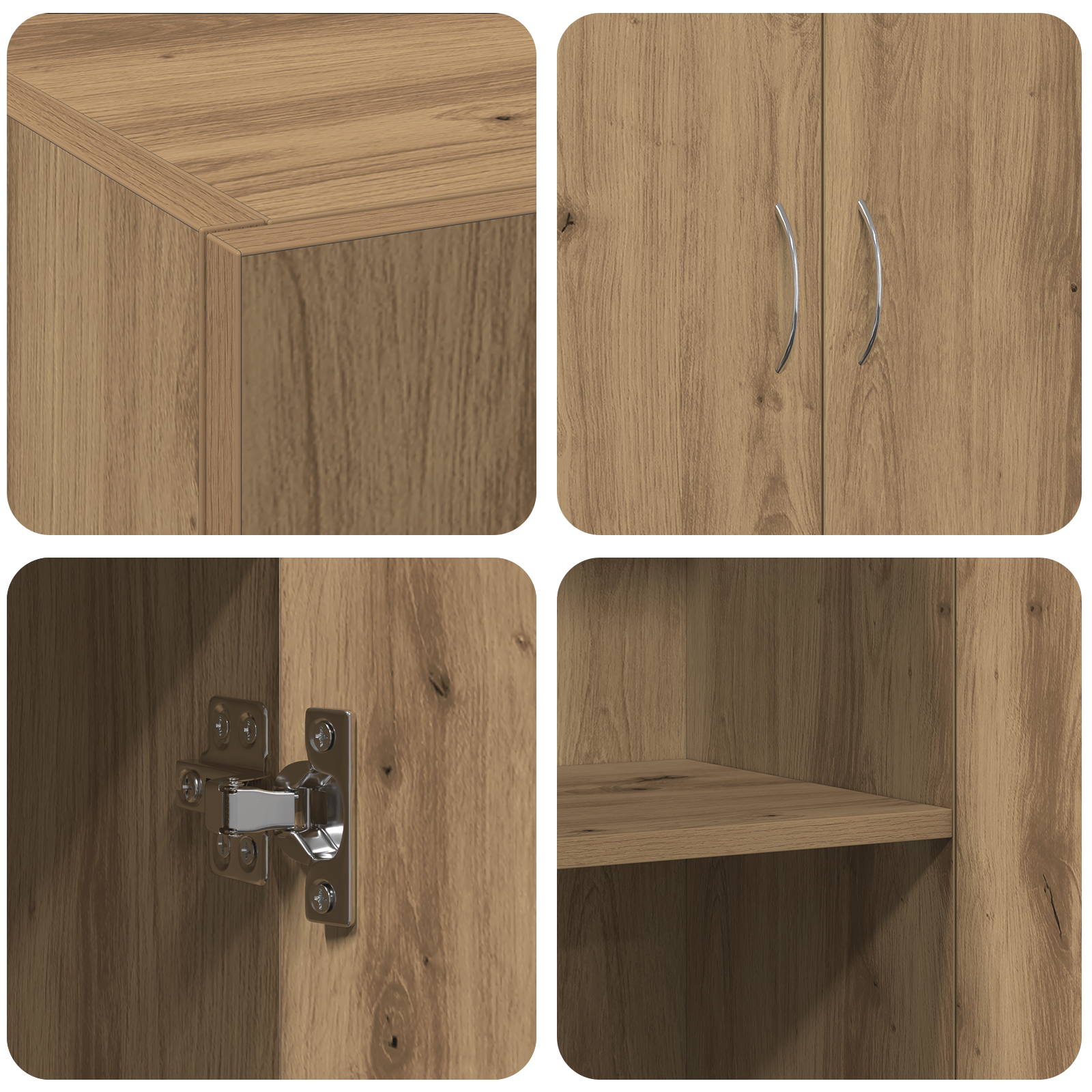 Cabinet Birou Stejar Artisan 60x32x77.5 cm Lemn Ingineresc — imaginea 9