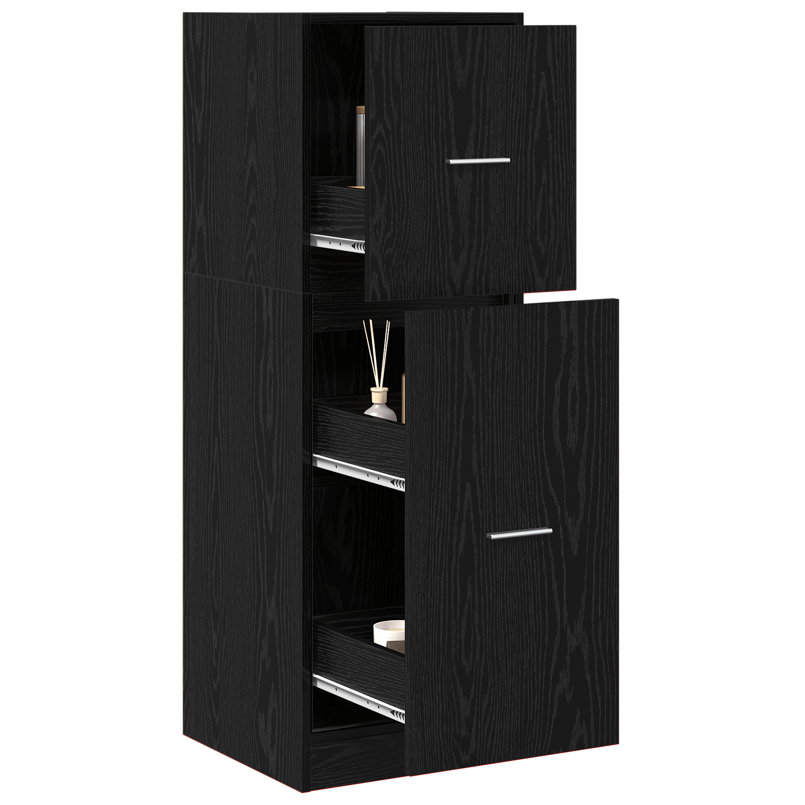 Cabinet de farmacist Negru Stejar 40x41x118 cm Lemn imbinat — imaginea 2
