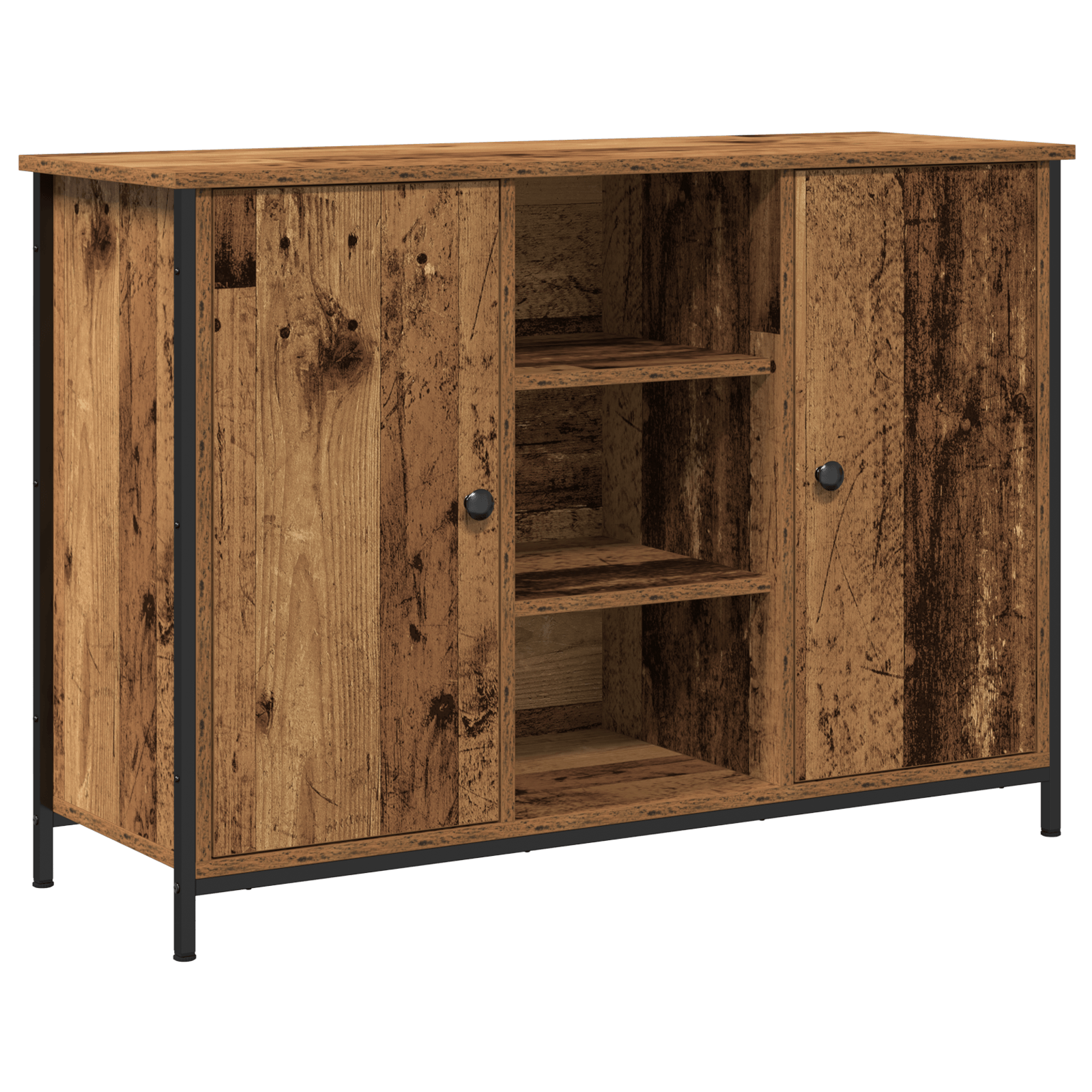 Dulap, lemn vechi, 100x35x70 cm, lemn prelucrat si otel — imaginea 2
