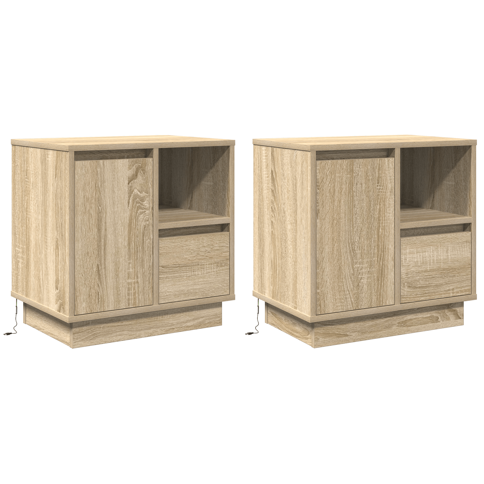 Noptiera cu LED 2 buc Sonoma Oak 50x34.5x50 cm — imaginea 2