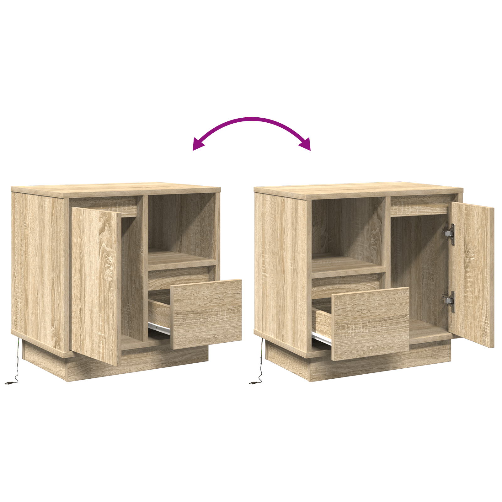 Noptiera cu LED 2 buc Sonoma Oak 50x34.5x50 cm — imaginea 12
