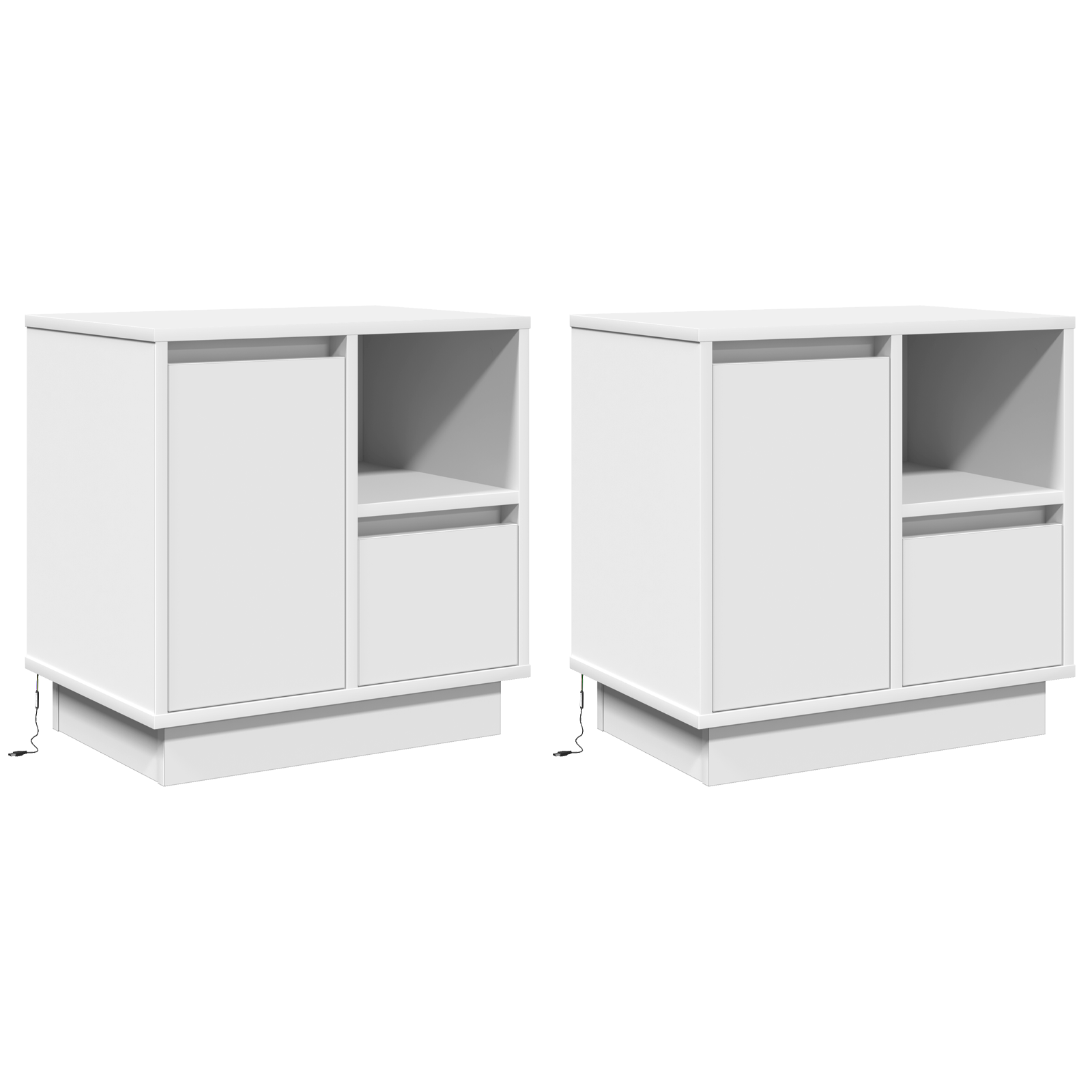 noptiera cu LED 2 buc Alb 50x34,5x50 cm — imaginea 2