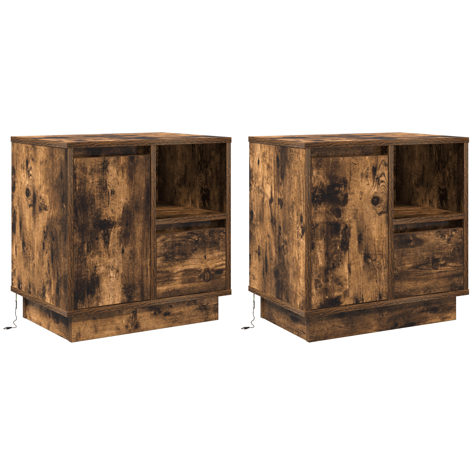 Noptiera cu lumini LED 2 buc Smoked Oak 50x34,5x50 cm — imaginea 2