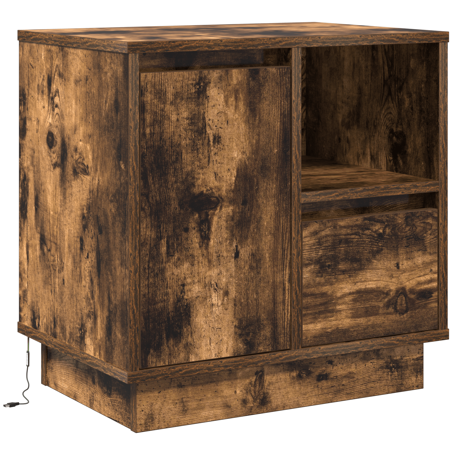 Noptiera cu lumini LED 2 buc Smoked Oak 50x34,5x50 cm — imaginea 8