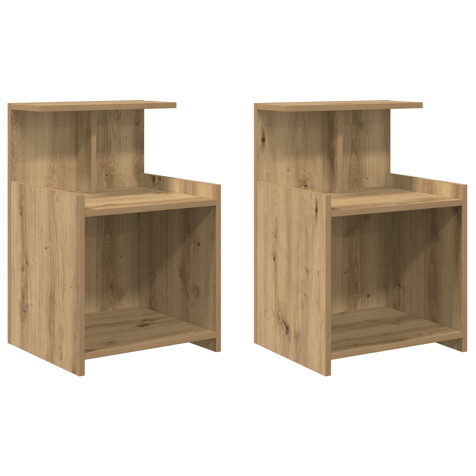 Dulapuri de pat 2 piese Stejar artizanal 40x35x60 cm Lemn prelucrat — imaginea 2