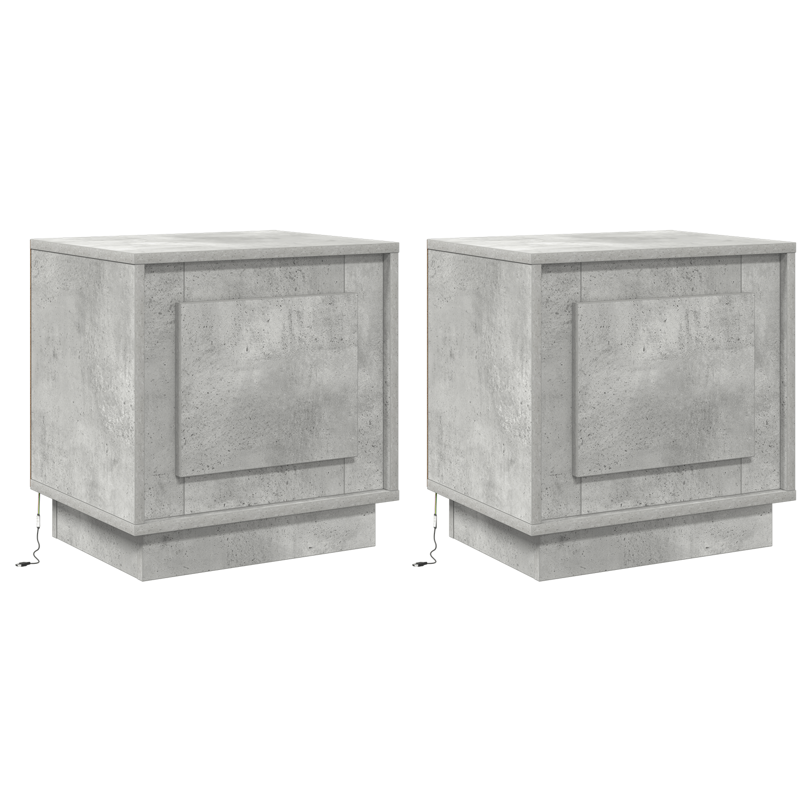 Noptiera cu lumini LED 2 buc Gri Beton 44x34,5x45 cm — imaginea 2