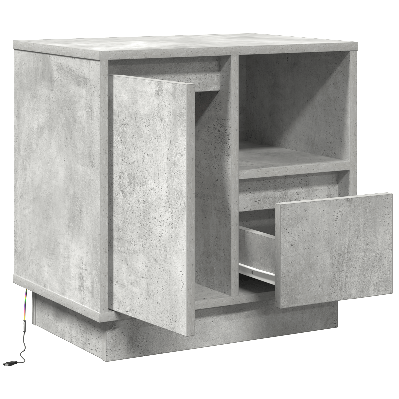Noptiera cu LED Gri beton 50x34.5x50 cm — imaginea 5