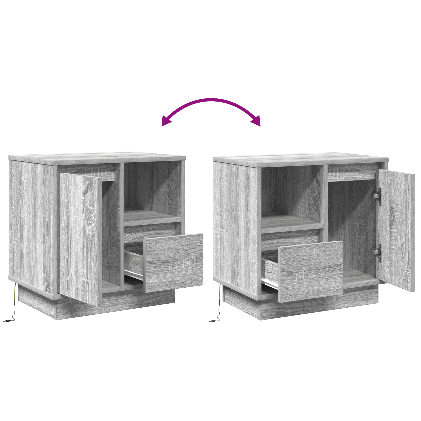 Noptiera cu LED Gri Sonoma 50x34,5x50 cm — imaginea 11