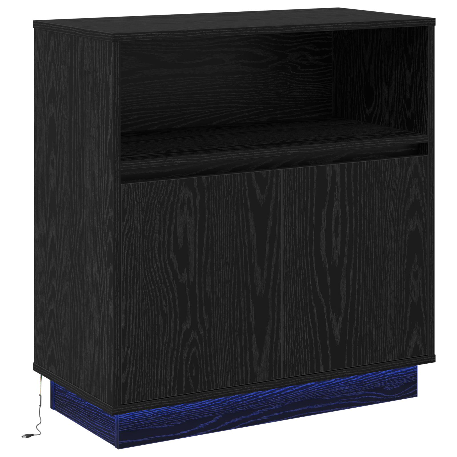 Dulap cu LED Negru Stejar 71x34,5x75 cm Lemn prelucrat — imaginea 2