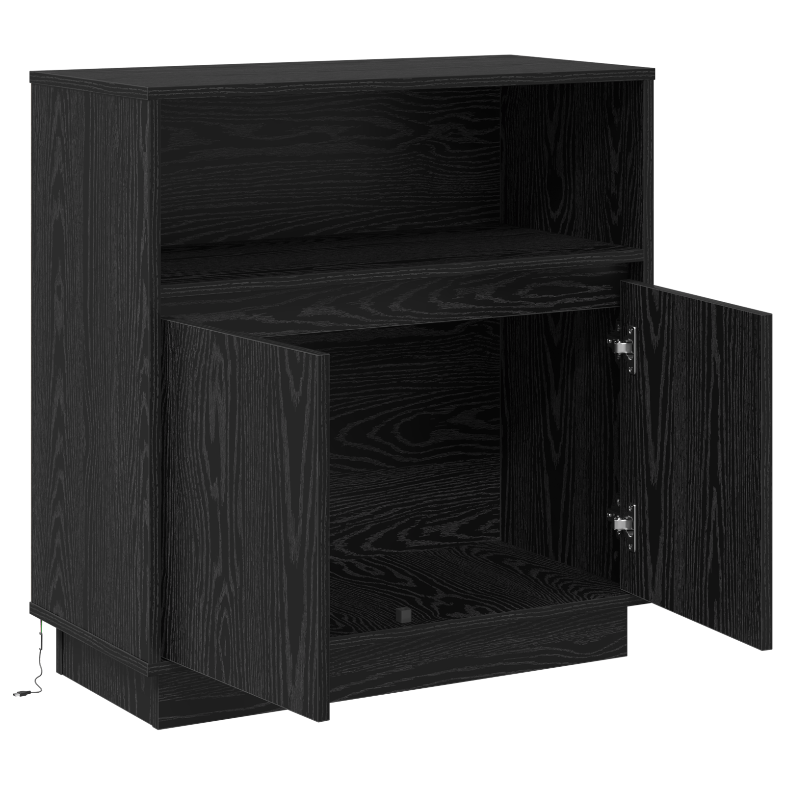 Dulap cu LED Negru Stejar 71x34,5x75 cm Lemn prelucrat — imaginea 6
