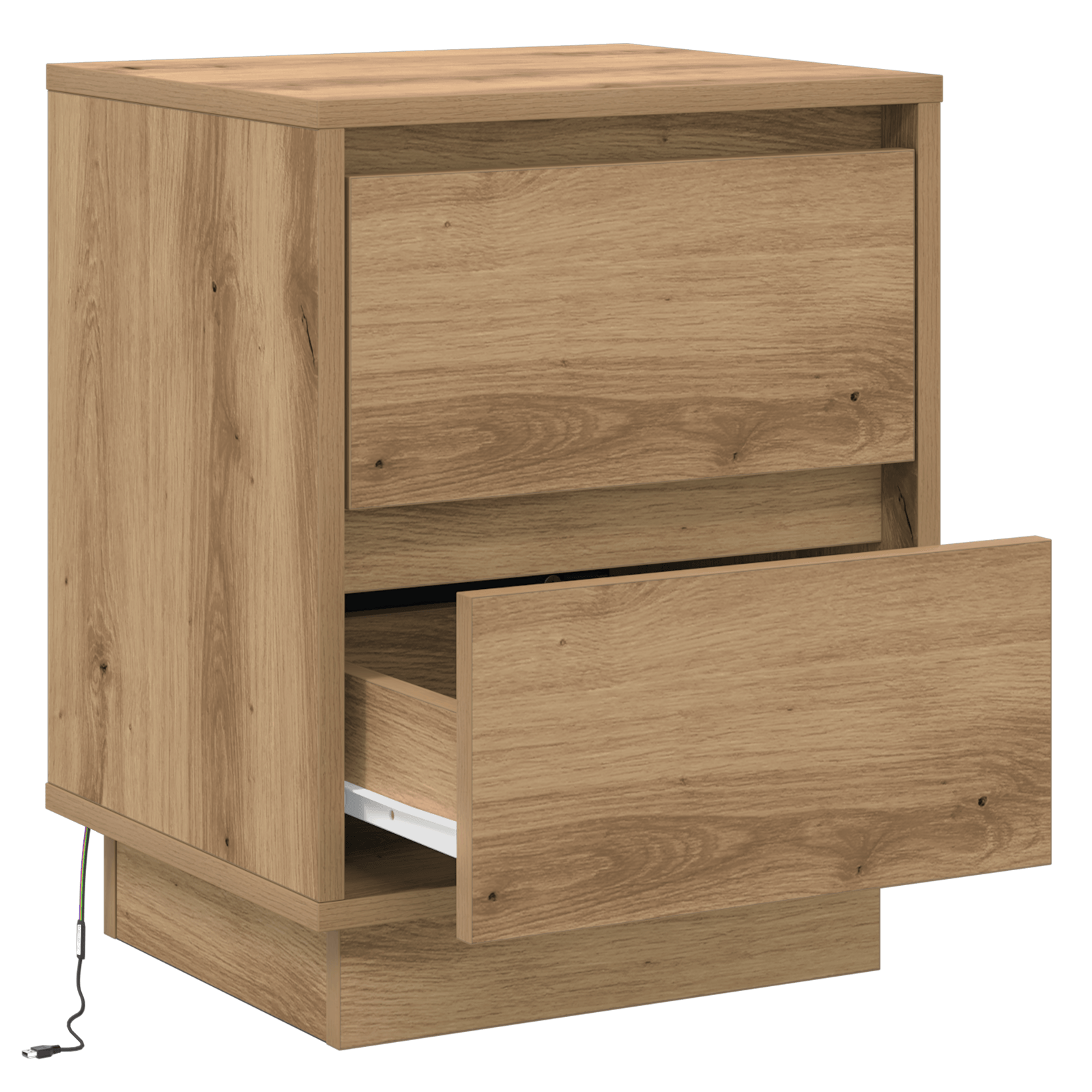 Noptiera cu lumini LED Stejar Artizanal 39x34.5x50 cm — imaginea 5