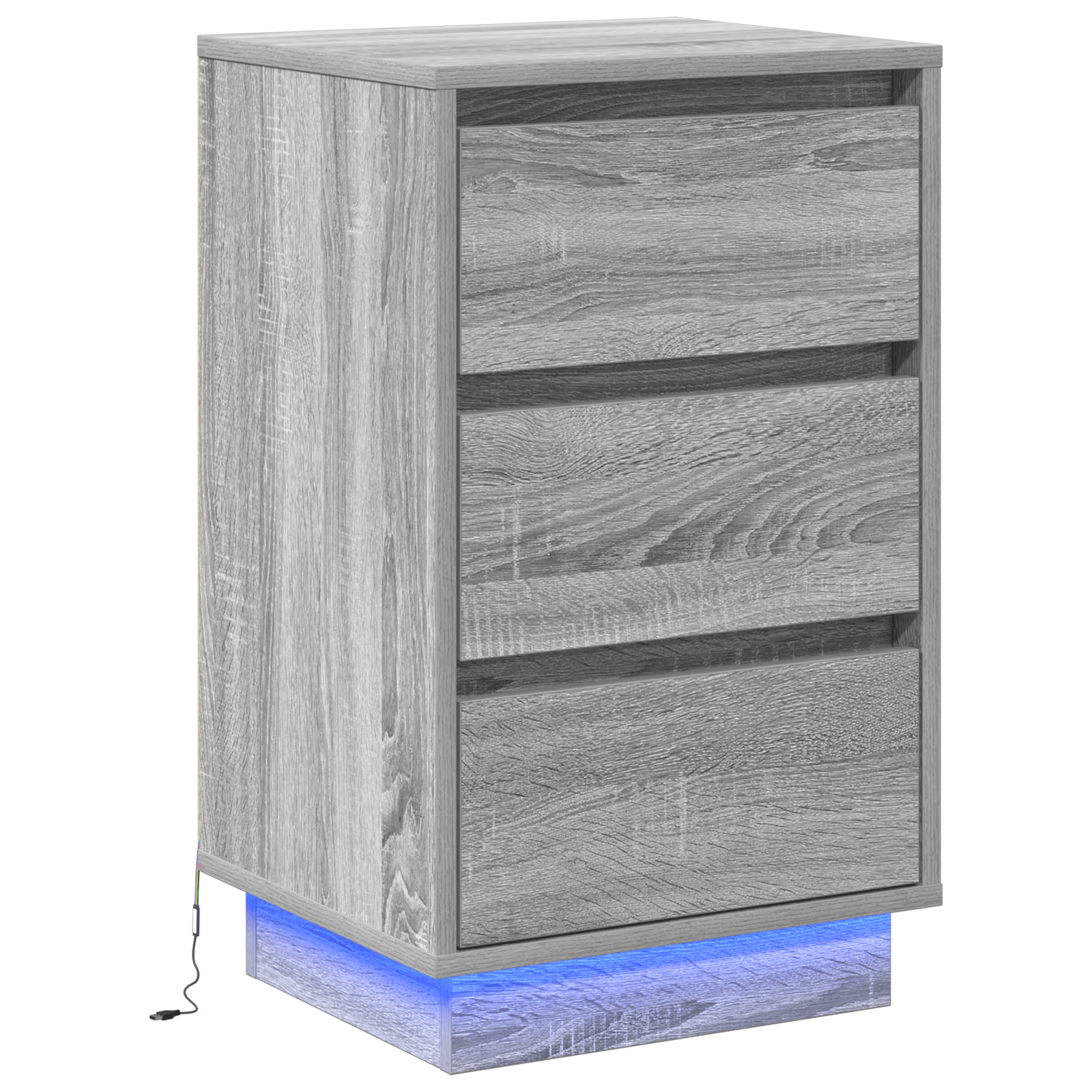 Cabinet de noptiera cu LED Gri Sonoma 39x34.5x65 cm Lemn prelucrat — imaginea 2