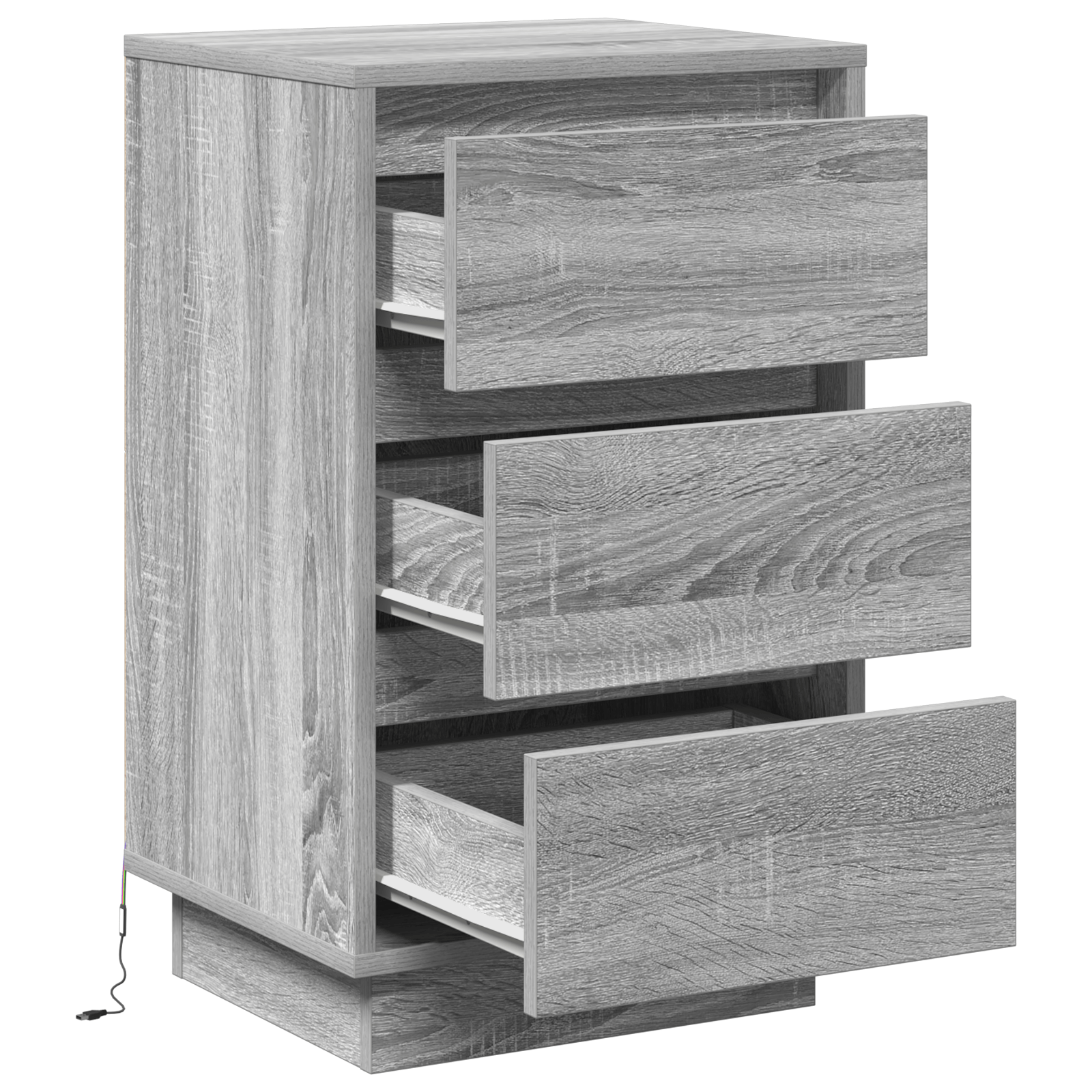 Cabinet de noptiera cu LED Gri Sonoma 39x34.5x65 cm Lemn prelucrat — imaginea 5