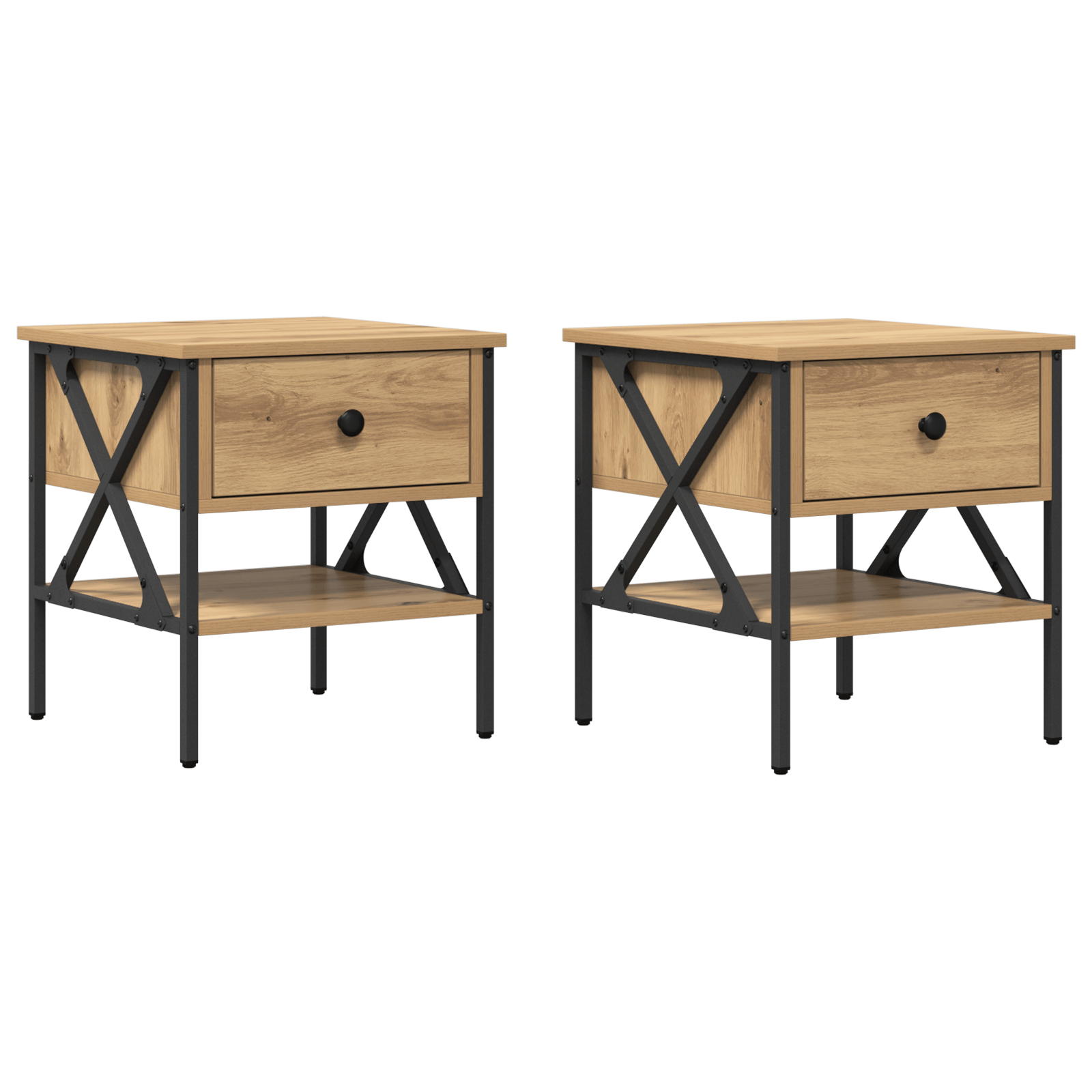 Noptiere 2 bucati Stejar Artizan 40x42x45 cm Lemn Laminat — imaginea 2